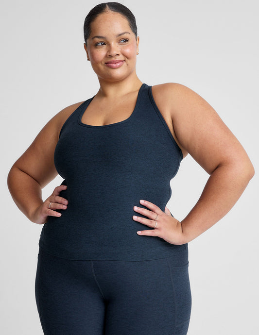 Plus Size Spacedye Racerback Tank Top: Built-In Bra, Ultimate Comfort