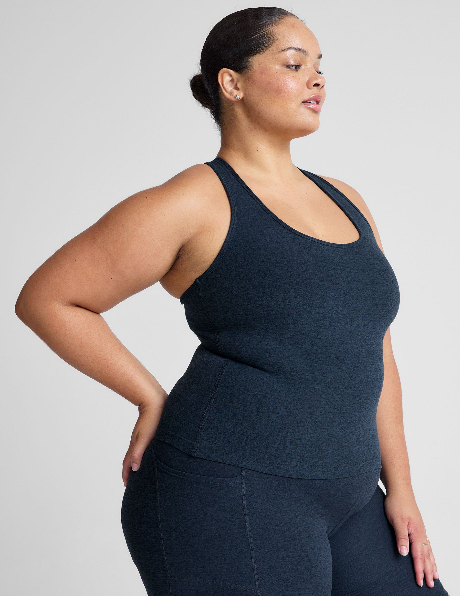 Plus Size Spacedye Racerback Tank Top: Built-In Bra, Ultimate Comfort