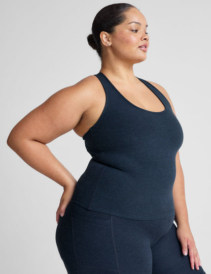 Plus Size Spacedye Racerback Tank Top: Built-In Bra, Ultimate Comfort