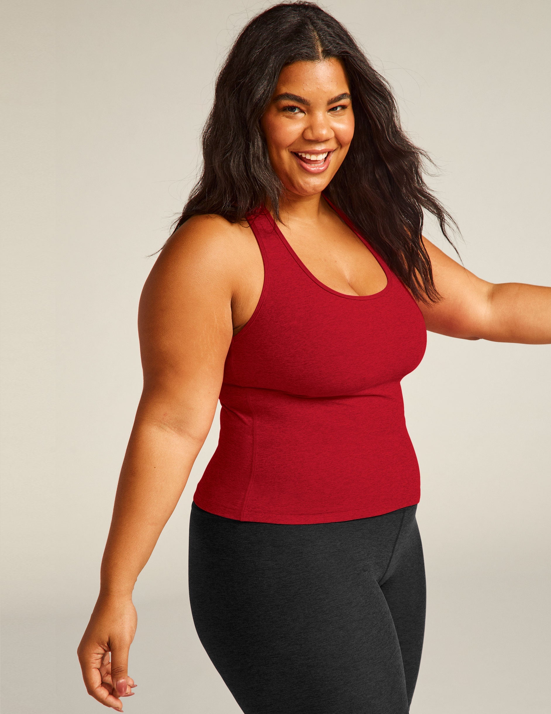 Ultra-Soft Spacedye Racerback Tank Top with Built-in Shelf Bra