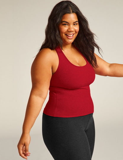Ultra-Soft Spacedye Racerback Tank Top with Built-in Shelf Bra