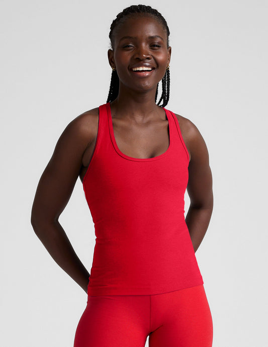 Soft Spacedye Racerback Tank Top - Built-in Bra Activewear Scoop Neck