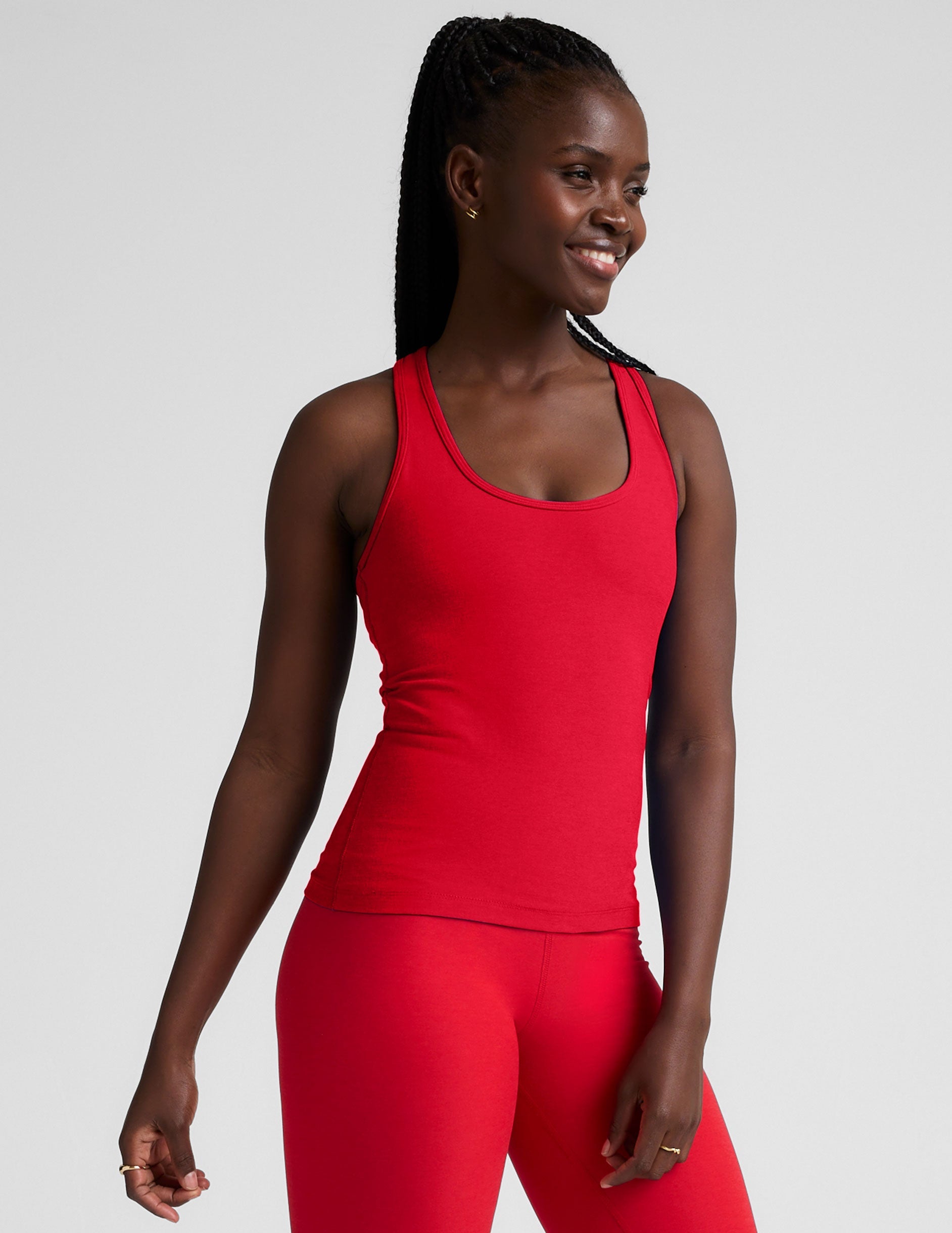 Soft Spacedye Racerback Tank Top - Built-in Bra Activewear Scoop Neck