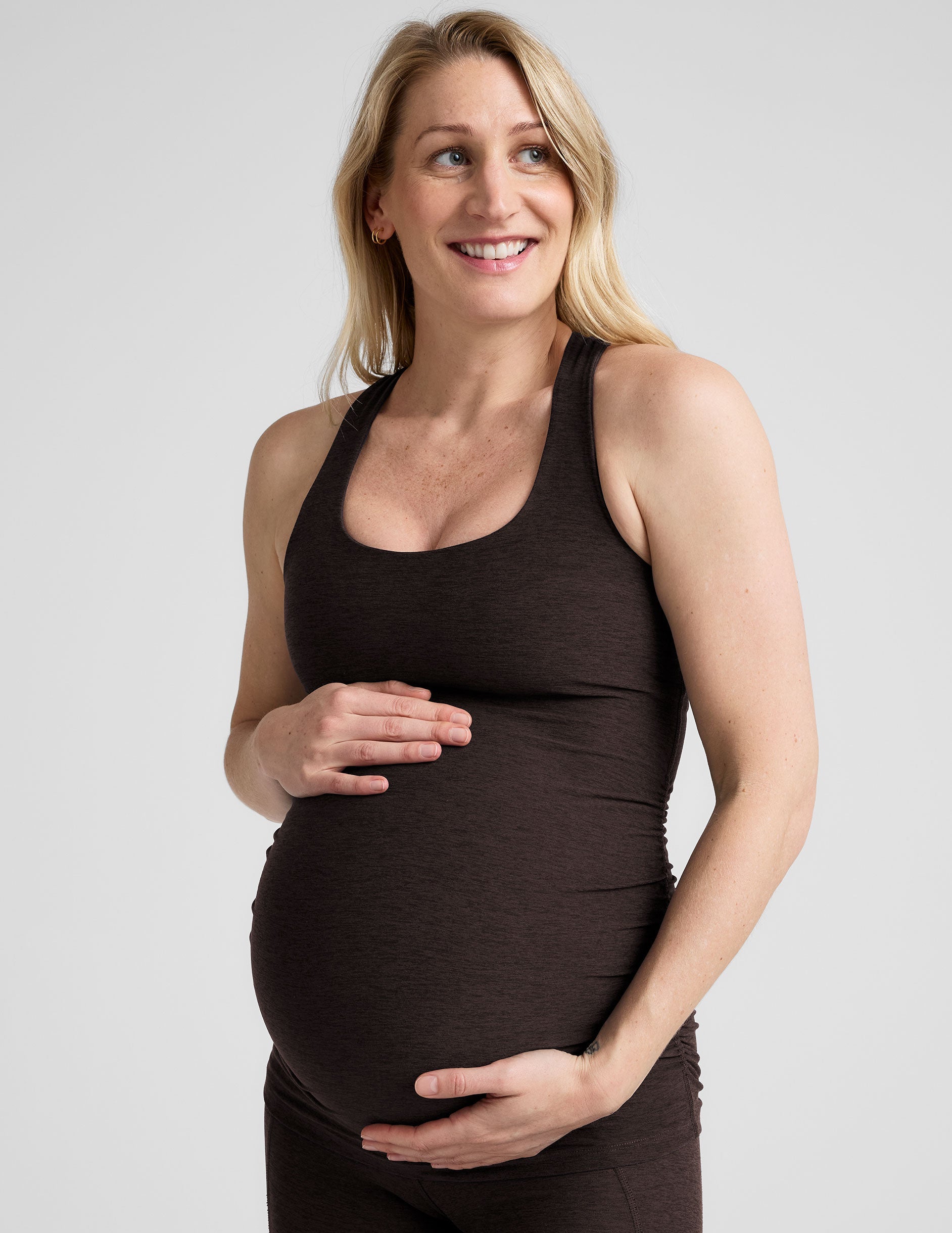 Ultimate Spacedye Maternity Racerback Tank with Built-in Bra for Pregnancy Comfort