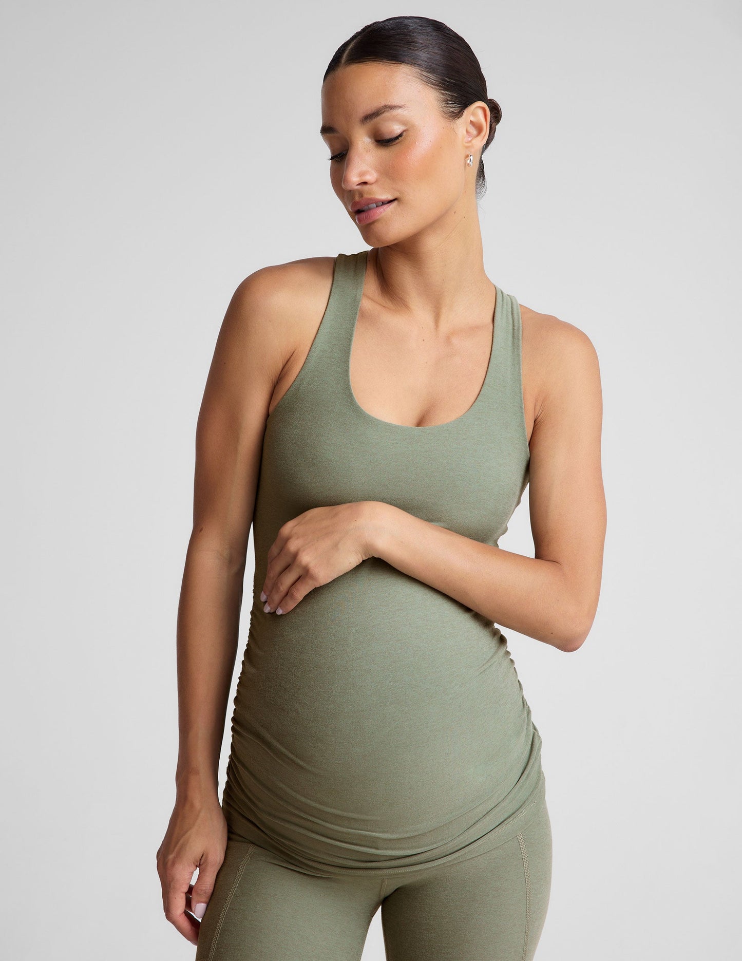 Comfy Spacedye Maternity Racerback Tank – Built-in Bra, Active Fit