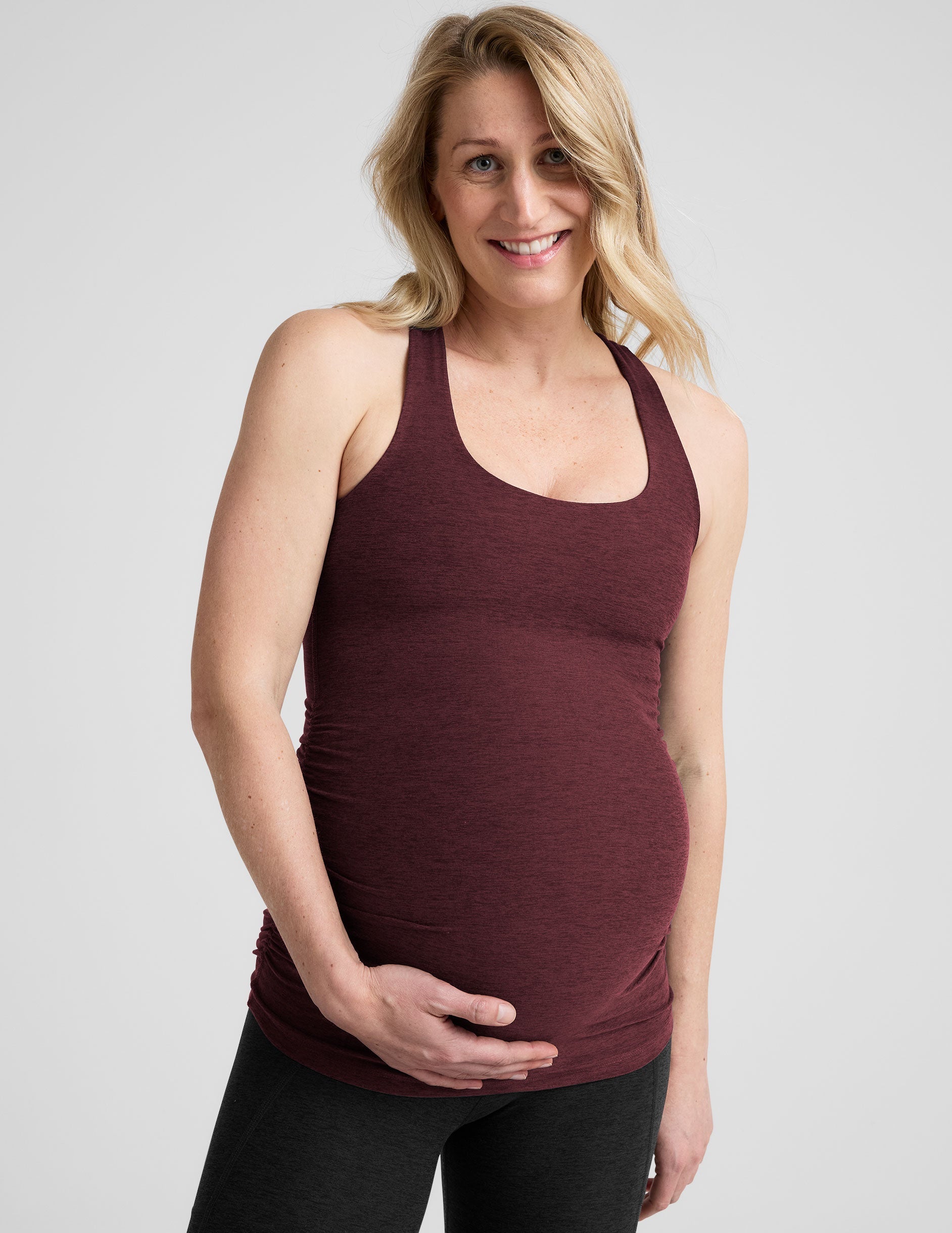 Ultra-Soft Spacedye Maternity Tank Top with Built-In Bra Support