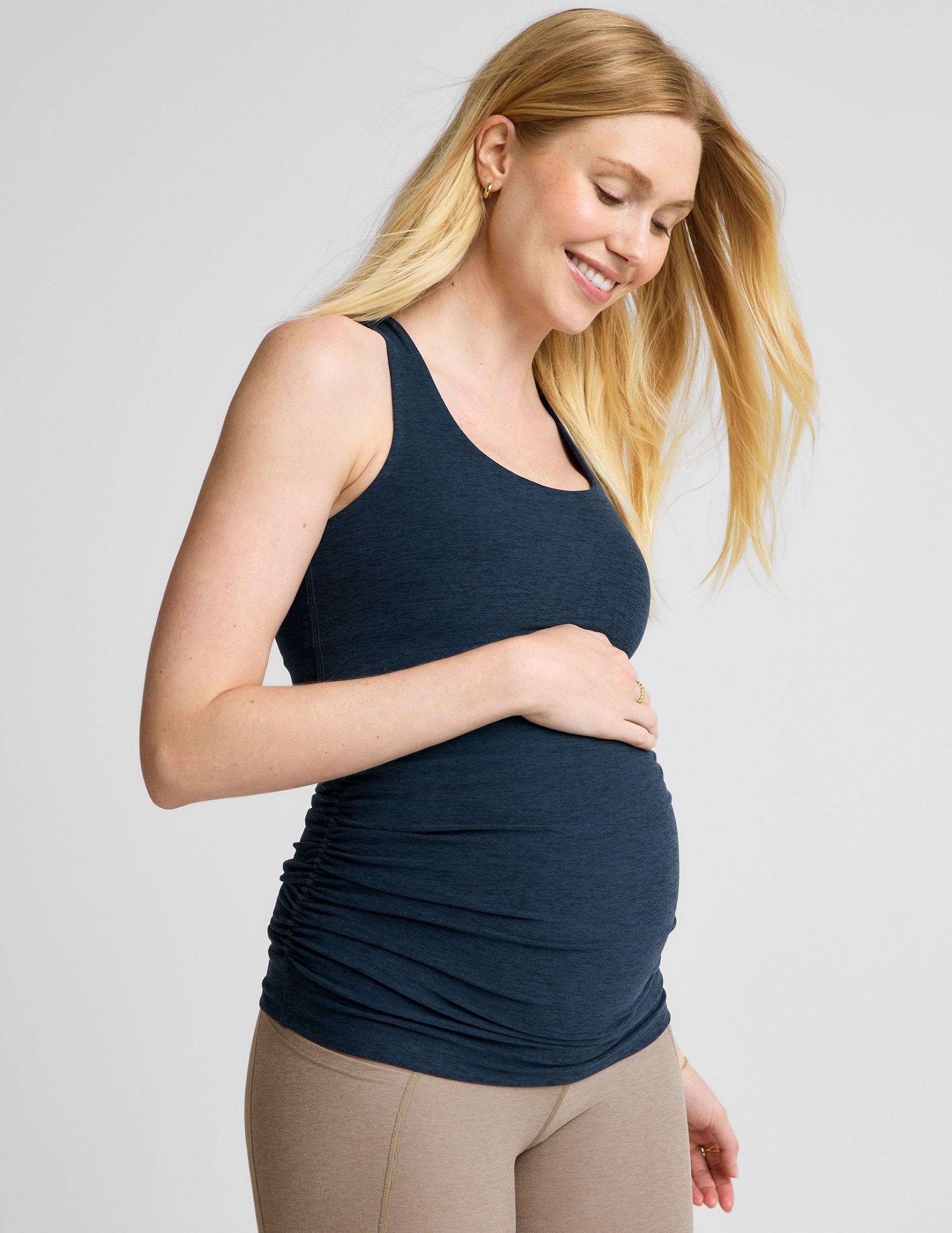 Spacedye Maternity Tank Top: Built-in Bra, Racerback, Shirred Sides, Active Comfort