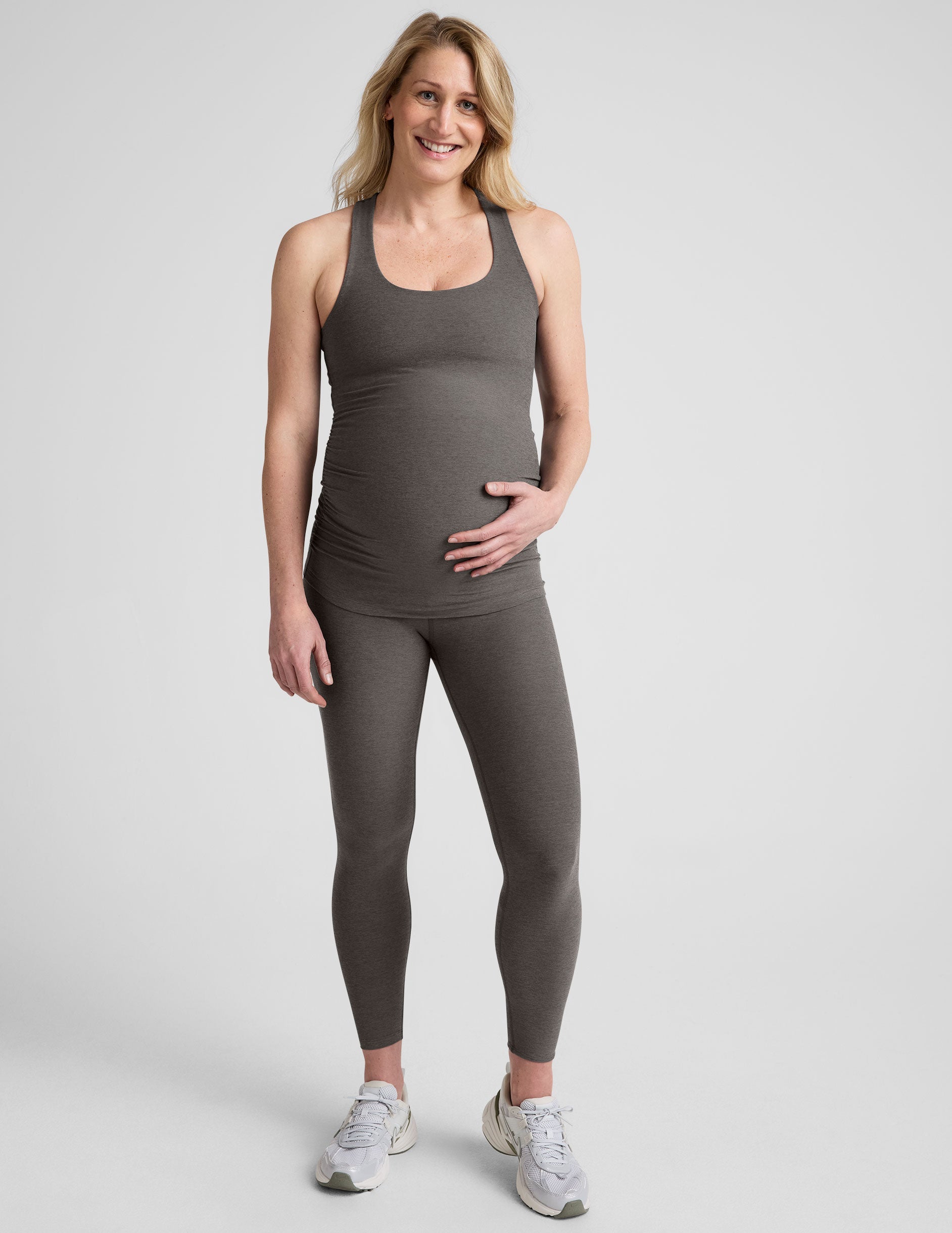 Spacedye Maternity Tank Top: Built-in Bra, Racerback, Shirred Sides Comfort
