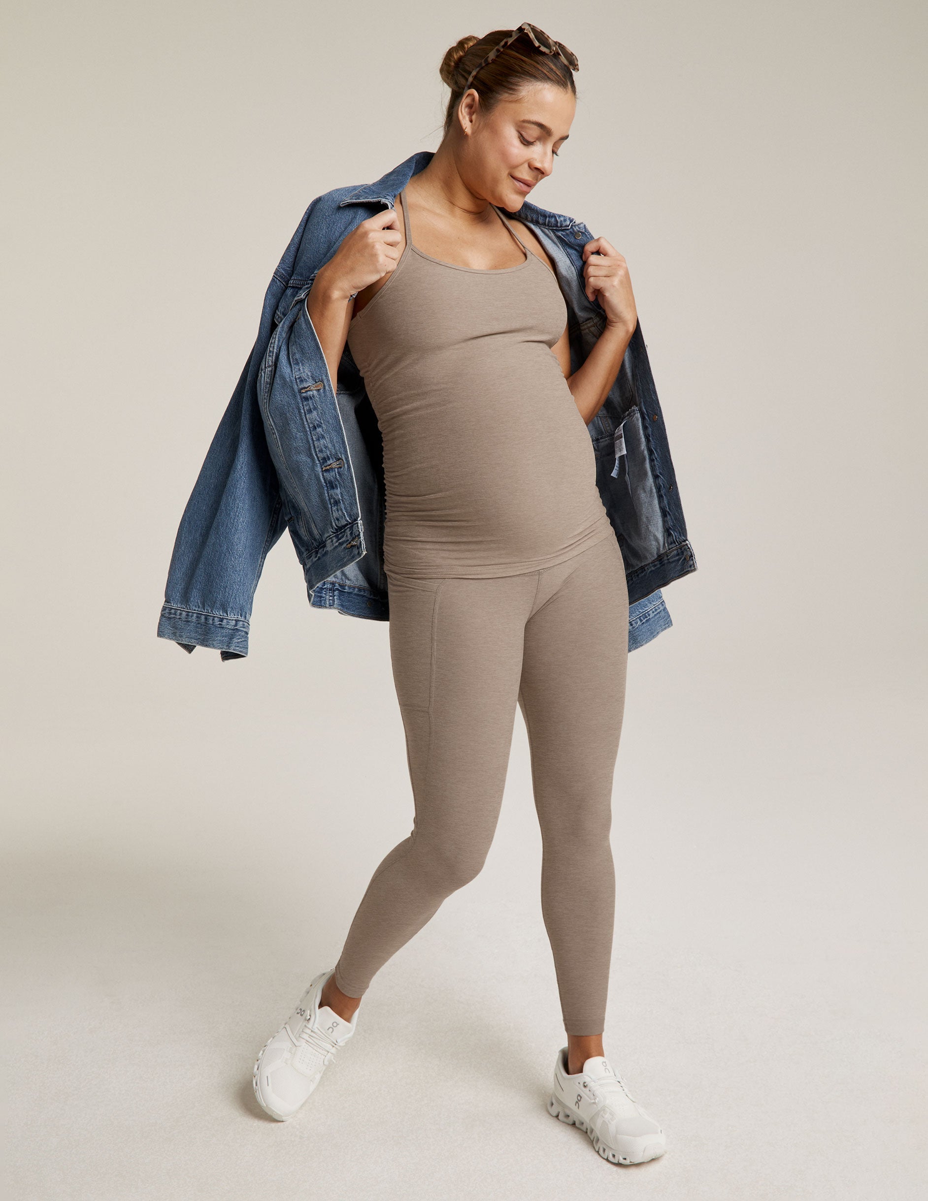 Ultra-Soft Spacedye Maternity Racerback Tank with Built-in Bra and UPF 50+