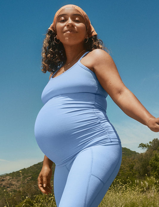 Spacedye Cool Maternity Racerback Tank: Ultra Soft, Built-in Bra, UPF 50+