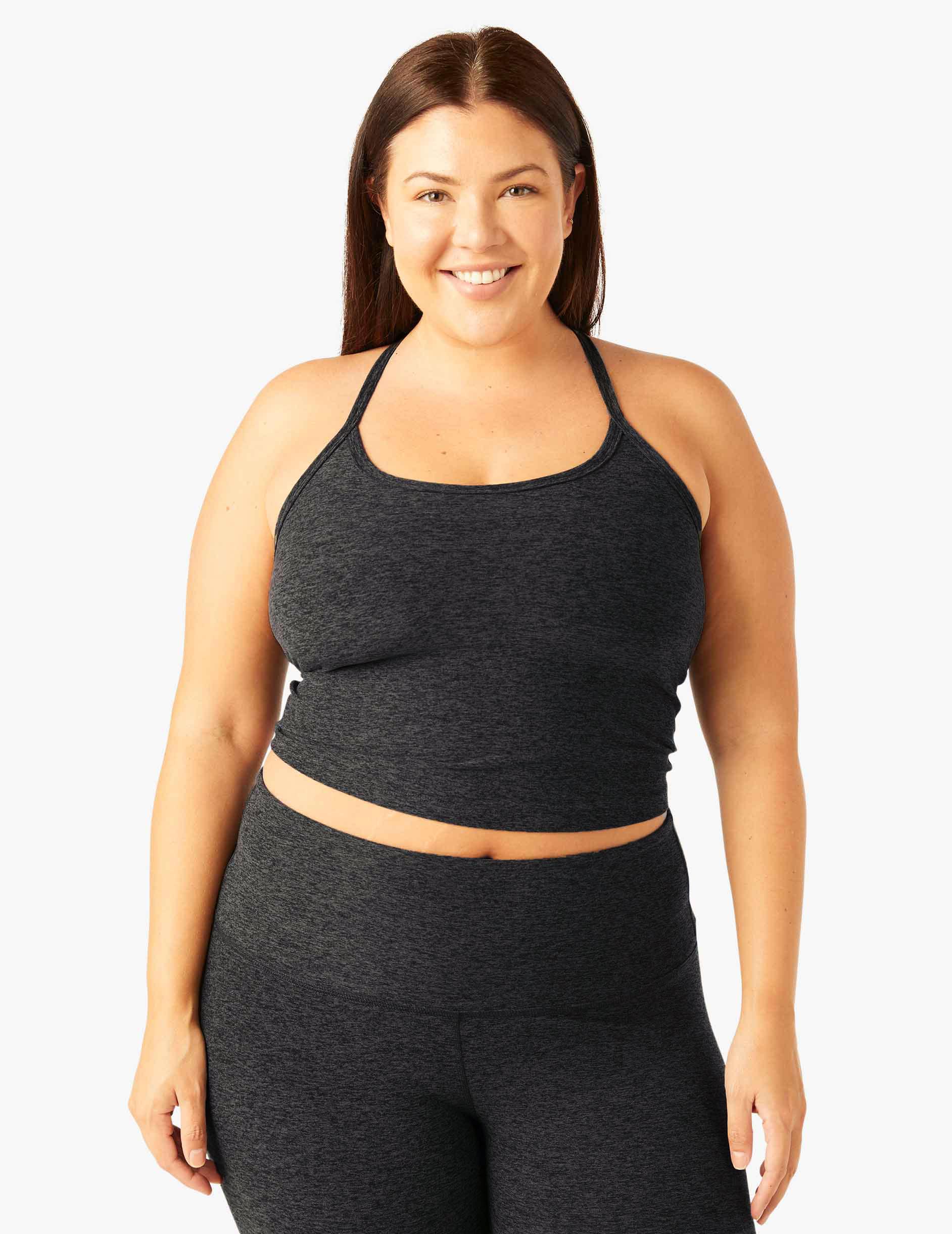 Spacedye Slim Cropped Racerback Tank: Built-in Bra, UPF 50+ Yoga Activewear