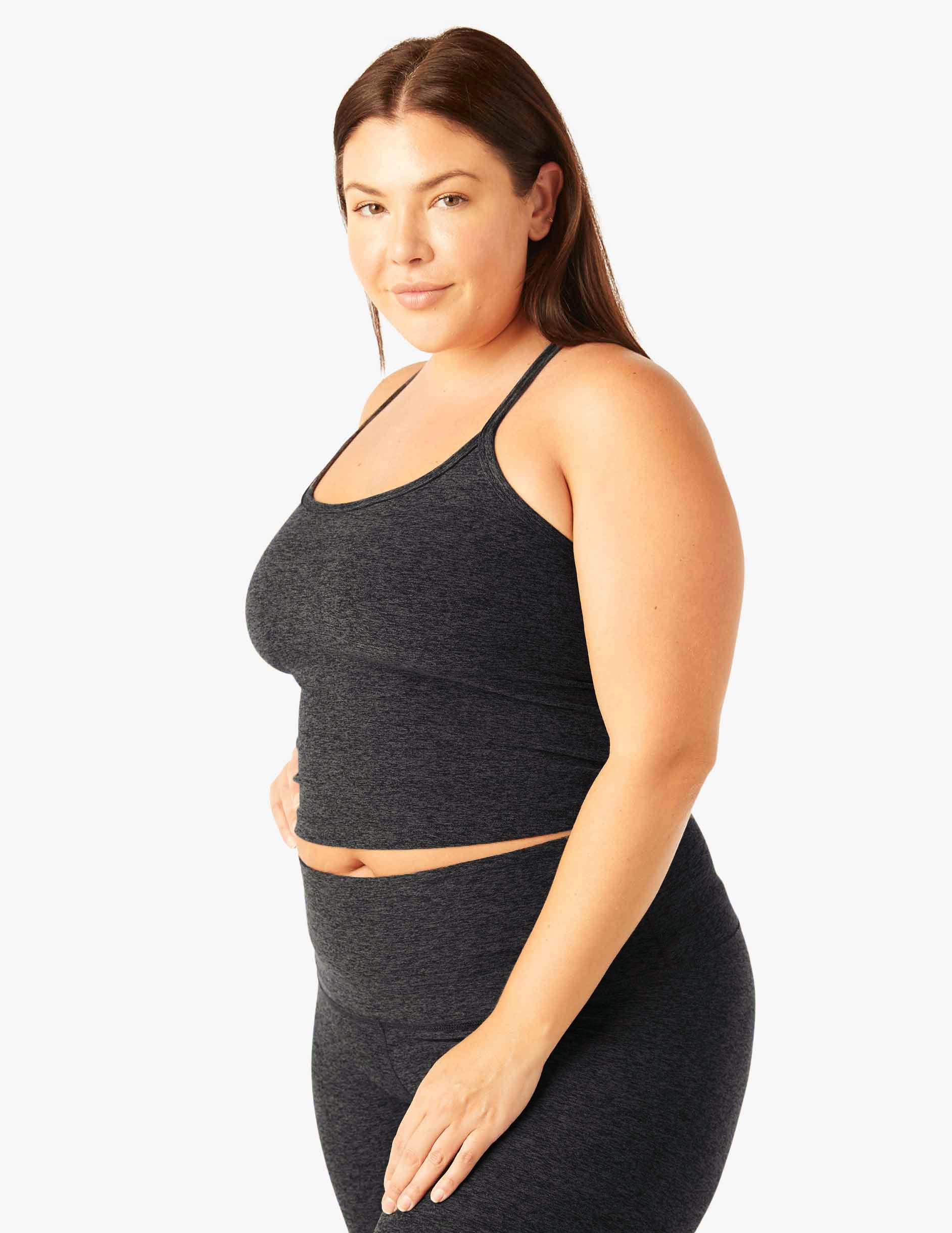 Spacedye Slim Cropped Racerback Tank: Built-in Bra, UPF 50+ Yoga Activewear