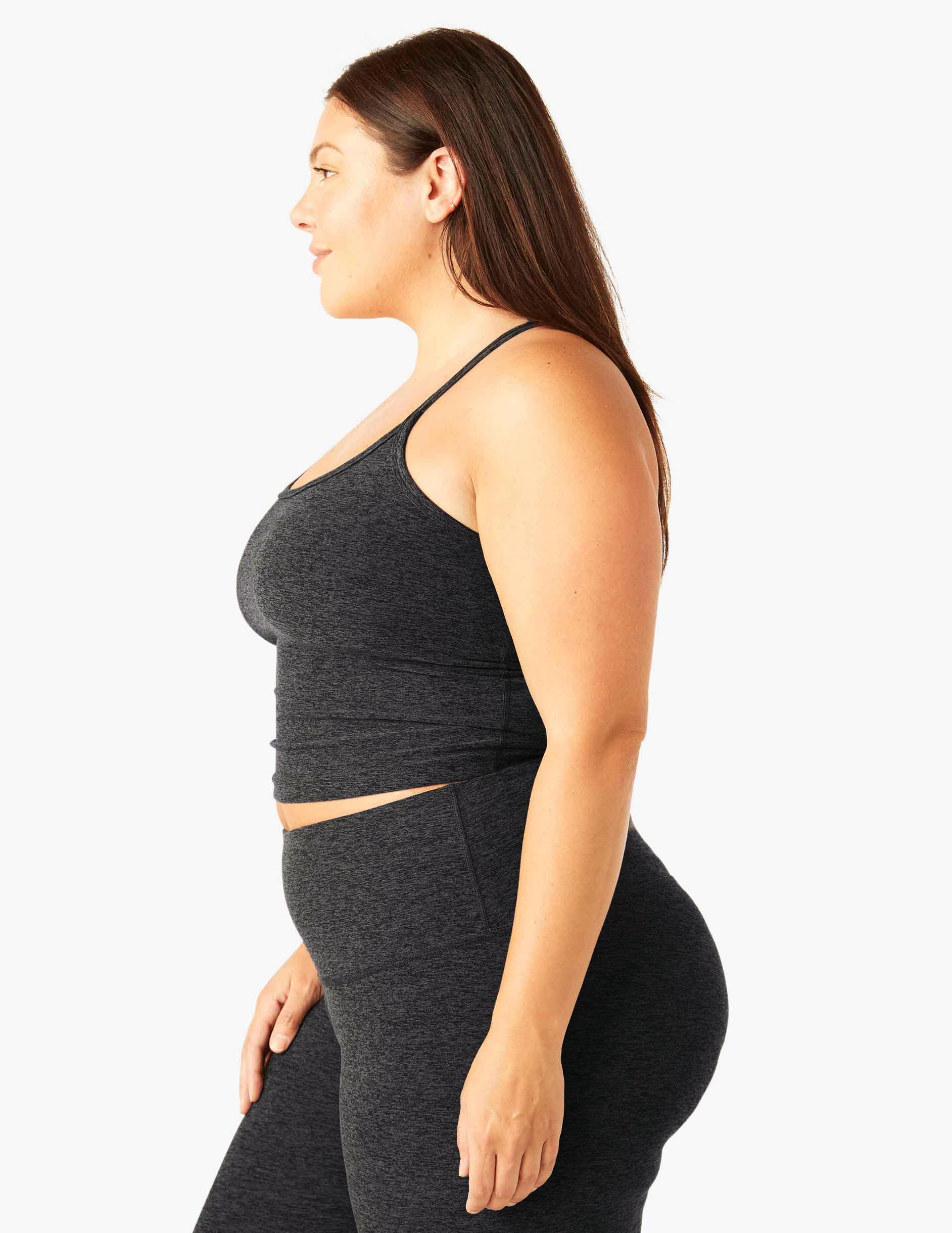 Spacedye Slim Cropped Racerback Tank: Built-in Bra, UPF 50+ Yoga Activewear
