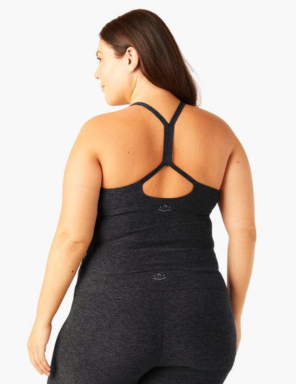 Spacedye Slim Cropped Racerback Tank: Built-in Bra, UPF 50+ Yoga Activewear