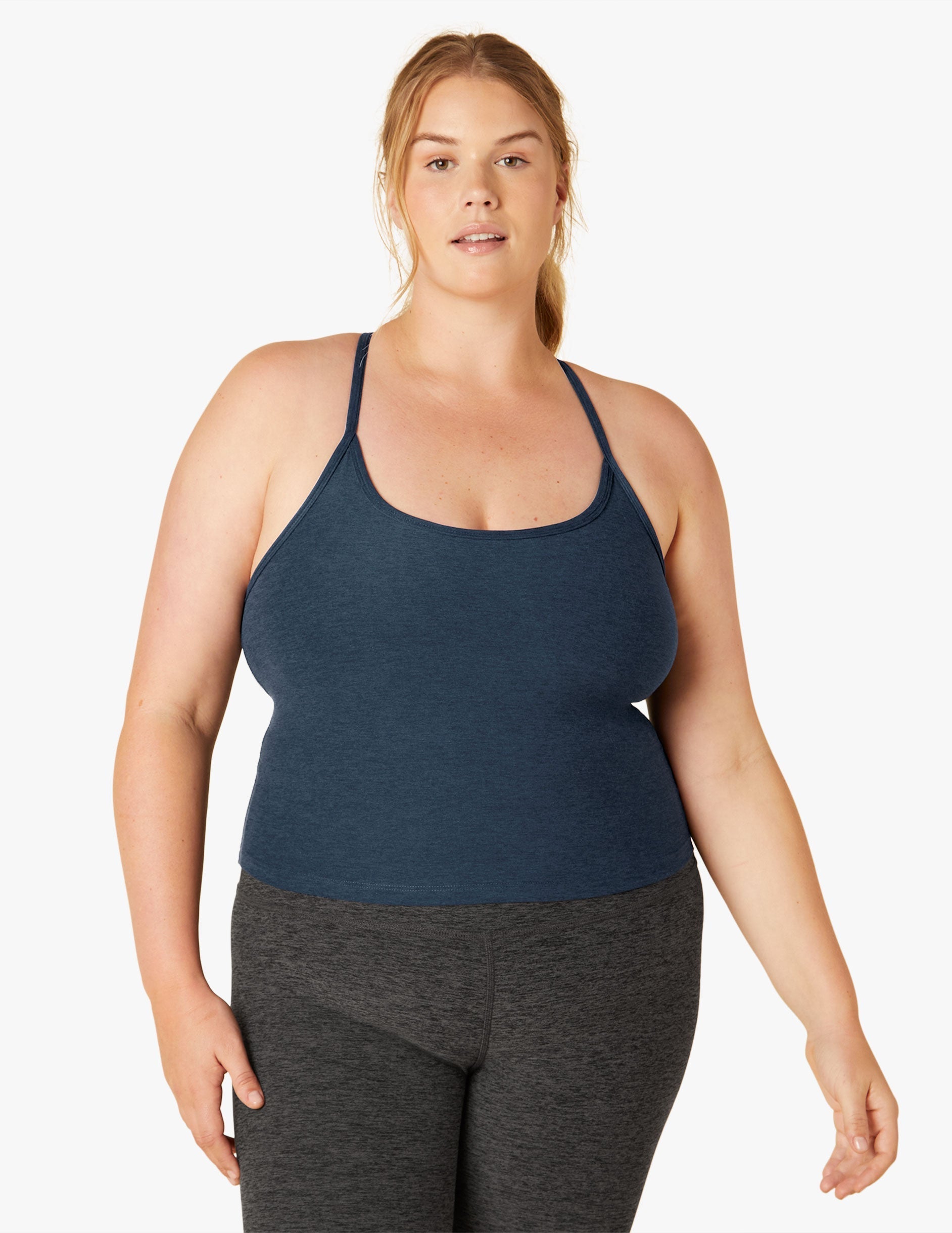 Ultra-Soft Spacedye Slim Racerback Cropped Tank: Yoga, Studio, Casual Comfort