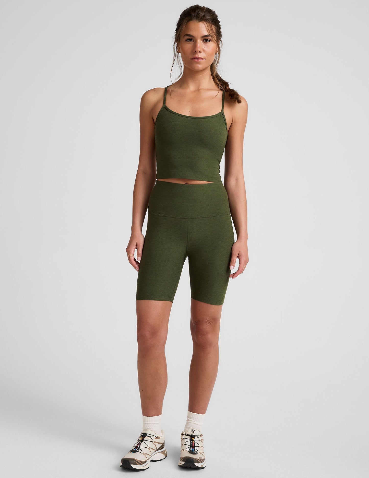 Beyond Yoga Spacedye Slim Racerback Cropped Tank Top Built-in Bra UPF 50+