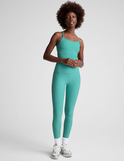 Luxurious Spacedye Slim Racerback Cropped Tank Top with Built-in Bra