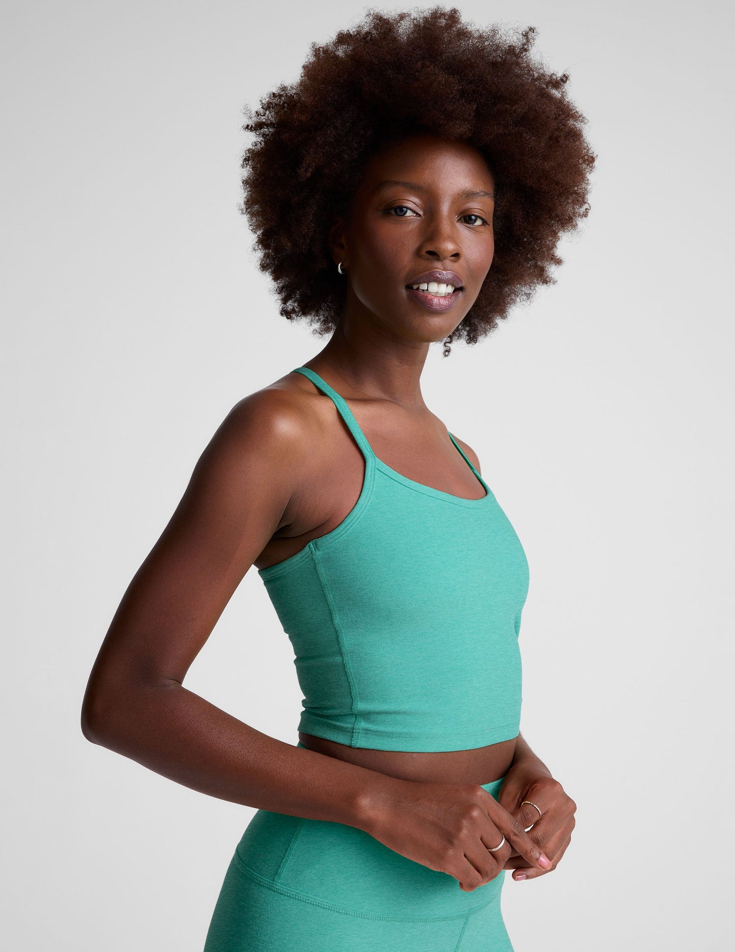 Luxurious Spacedye Slim Racerback Cropped Tank Top with Built-in Bra