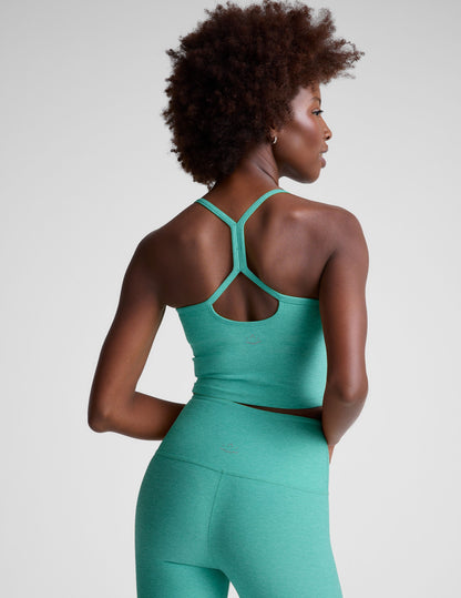 Luxurious Spacedye Slim Racerback Cropped Tank Top with Built-in Bra