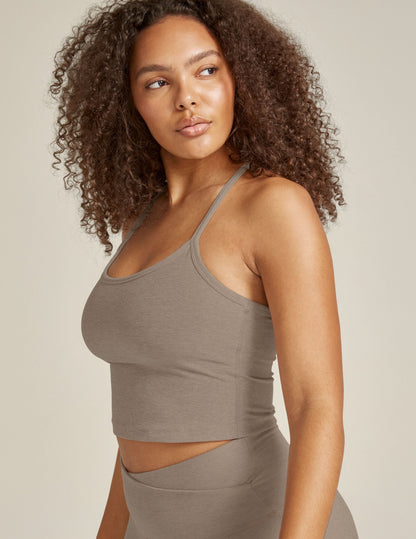 Spacedye Slim Racerback Cropped Tank: Built-in Bra, UPF 50+ Protection