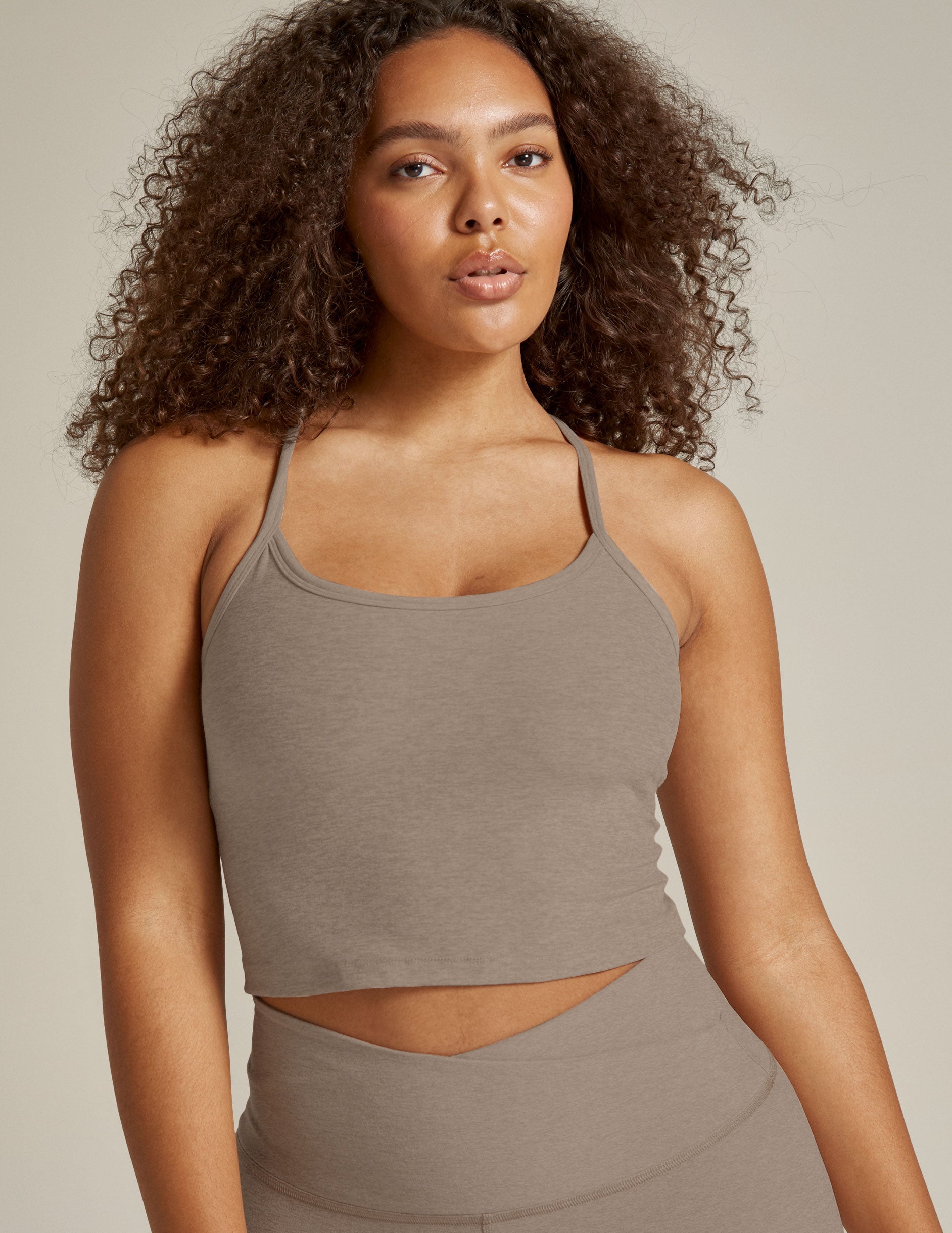 Spacedye Slim Racerback Cropped Tank: Built-in Bra, UPF 50+ Protection