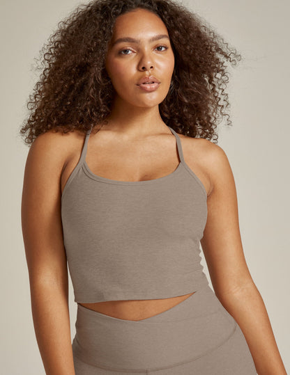 Spacedye Slim Racerback Cropped Tank: Built-in Bra, UPF 50+ Protection