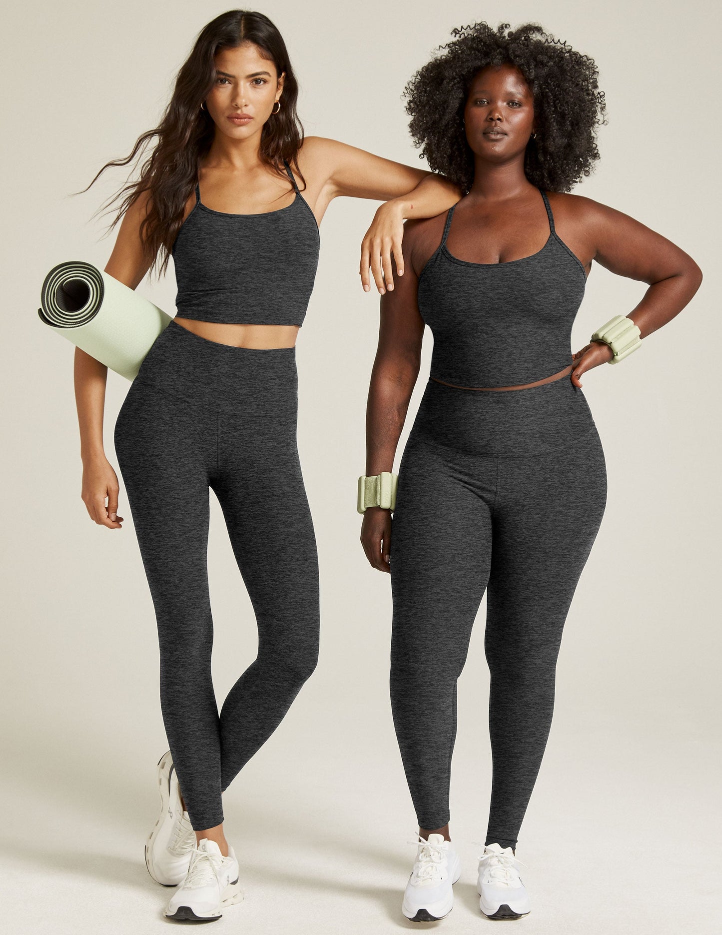 Spacedye Slim Cropped Racerback Tank: Built-in Bra, UPF 50+ Yoga Activewear