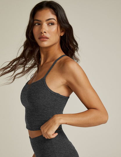 Spacedye Slim Cropped Racerback Tank: Built-in Bra, UPF 50+ Yoga Activewear