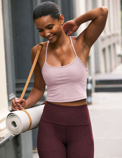 Soft Spacedye Slim Racerback Cropped Tank Top with Built-in Bra