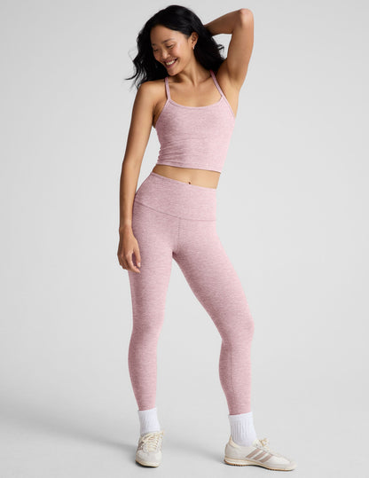Soft Spacedye Slim Racerback Cropped Tank Top with Built-in Bra