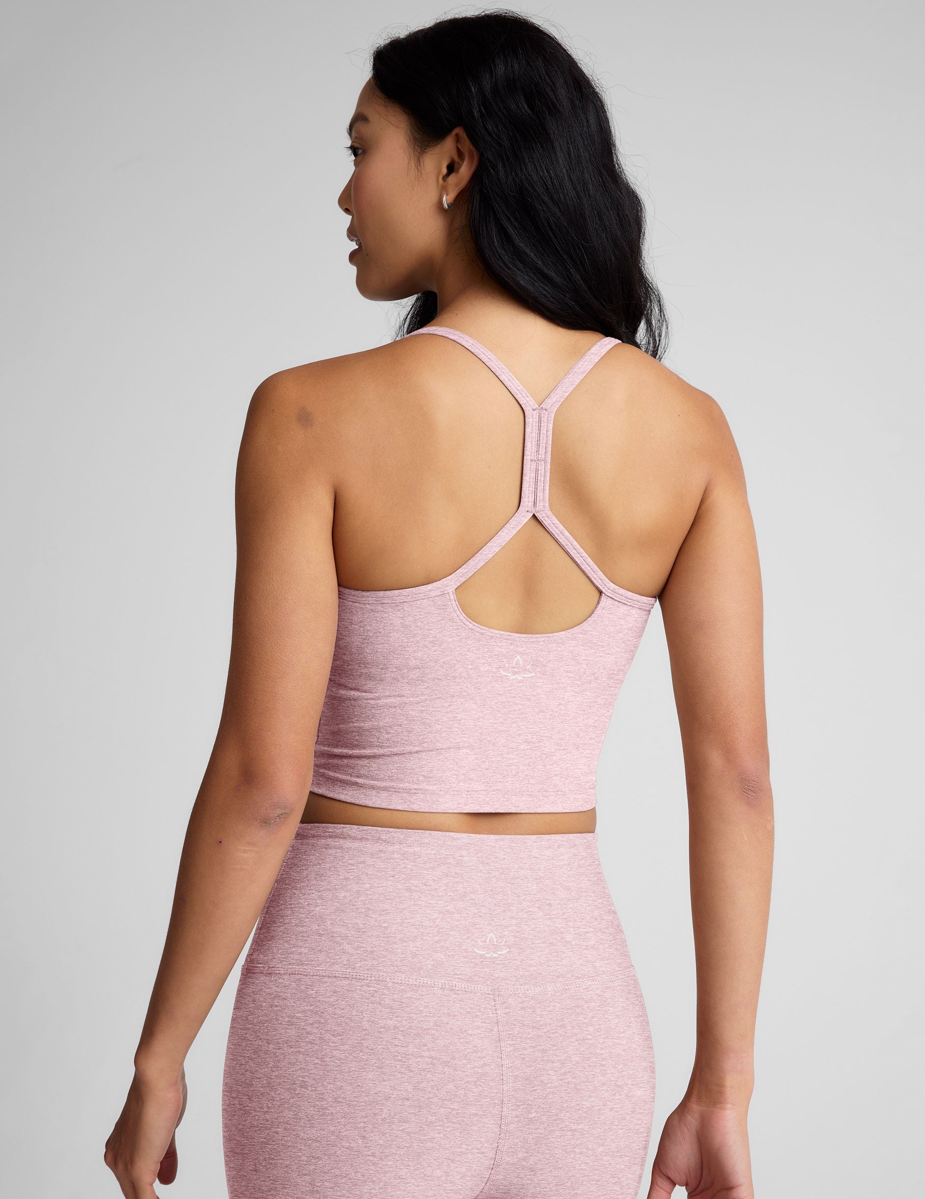 Soft Spacedye Slim Racerback Cropped Tank Top with Built-in Bra