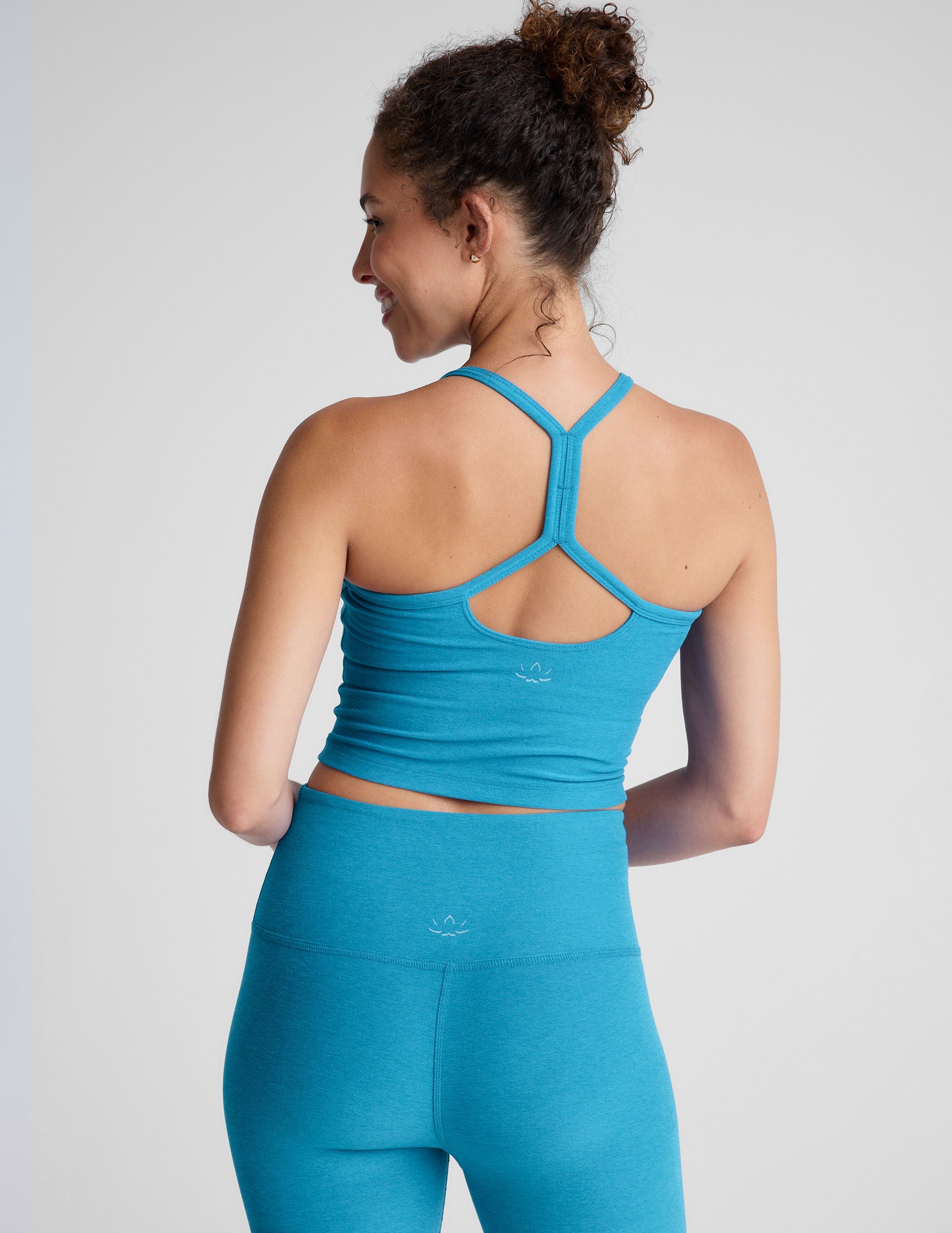 Beyond Yoga Spacedye Cropped Racerback Tank Top with Built-in Bra