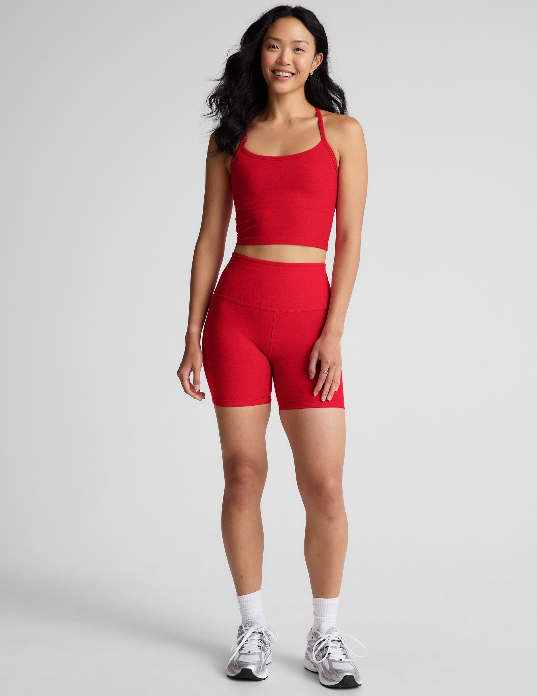Spacedye Slim Racerback Cropped Tank: Built-in Bra, UPF 50+ Sun Protection