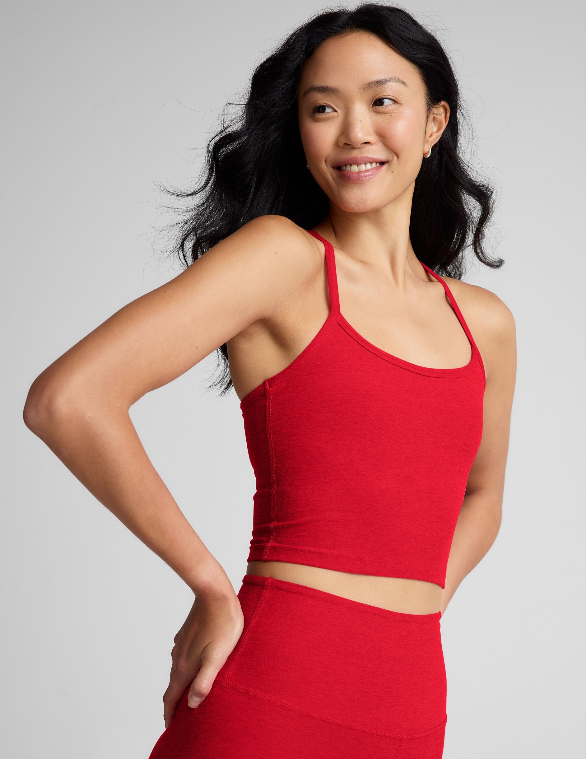 Spacedye Slim Racerback Cropped Tank: Built-in Bra, UPF 50+ Sun Protection