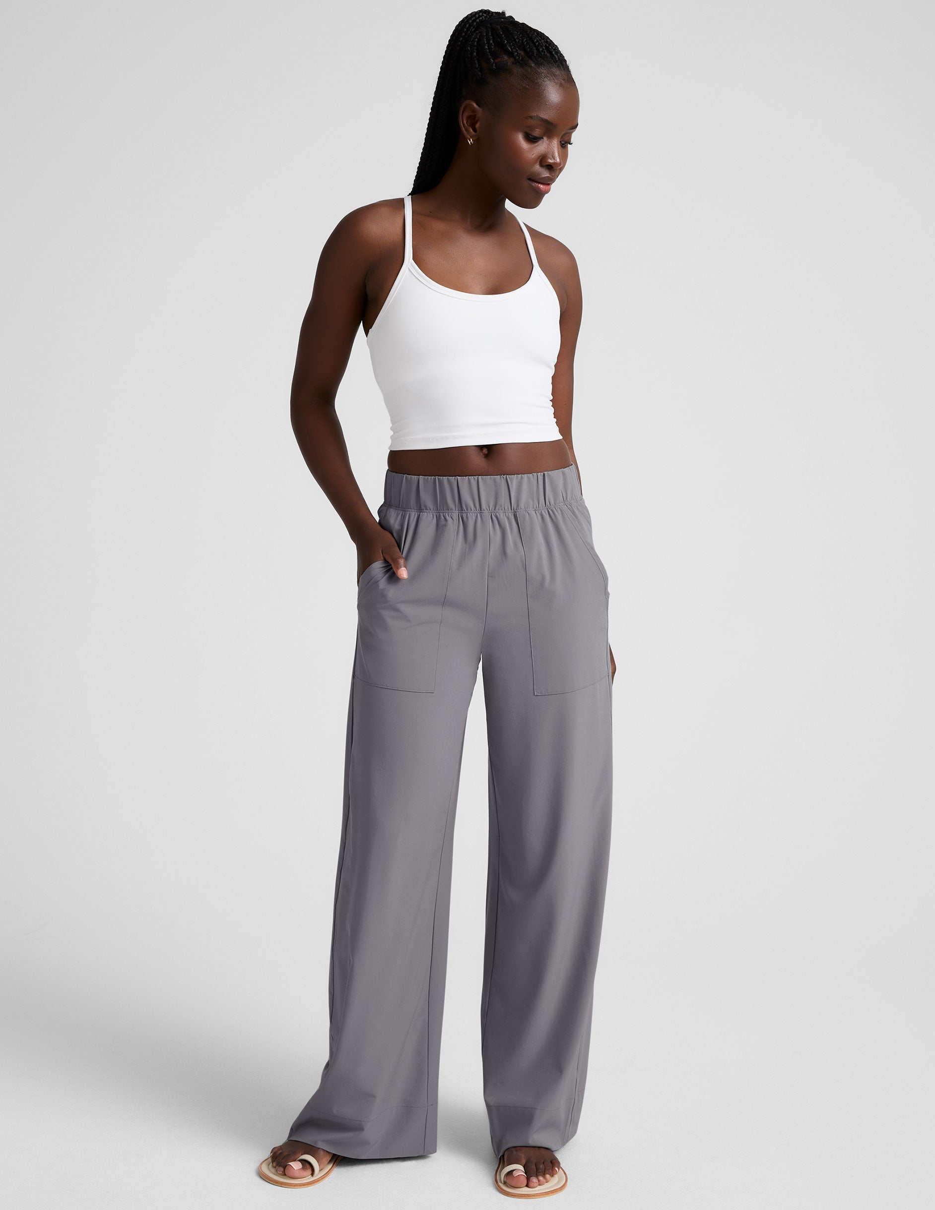 Spacedye Slim Racerback Cropped Tank with Built-in Bra, UPF 50+