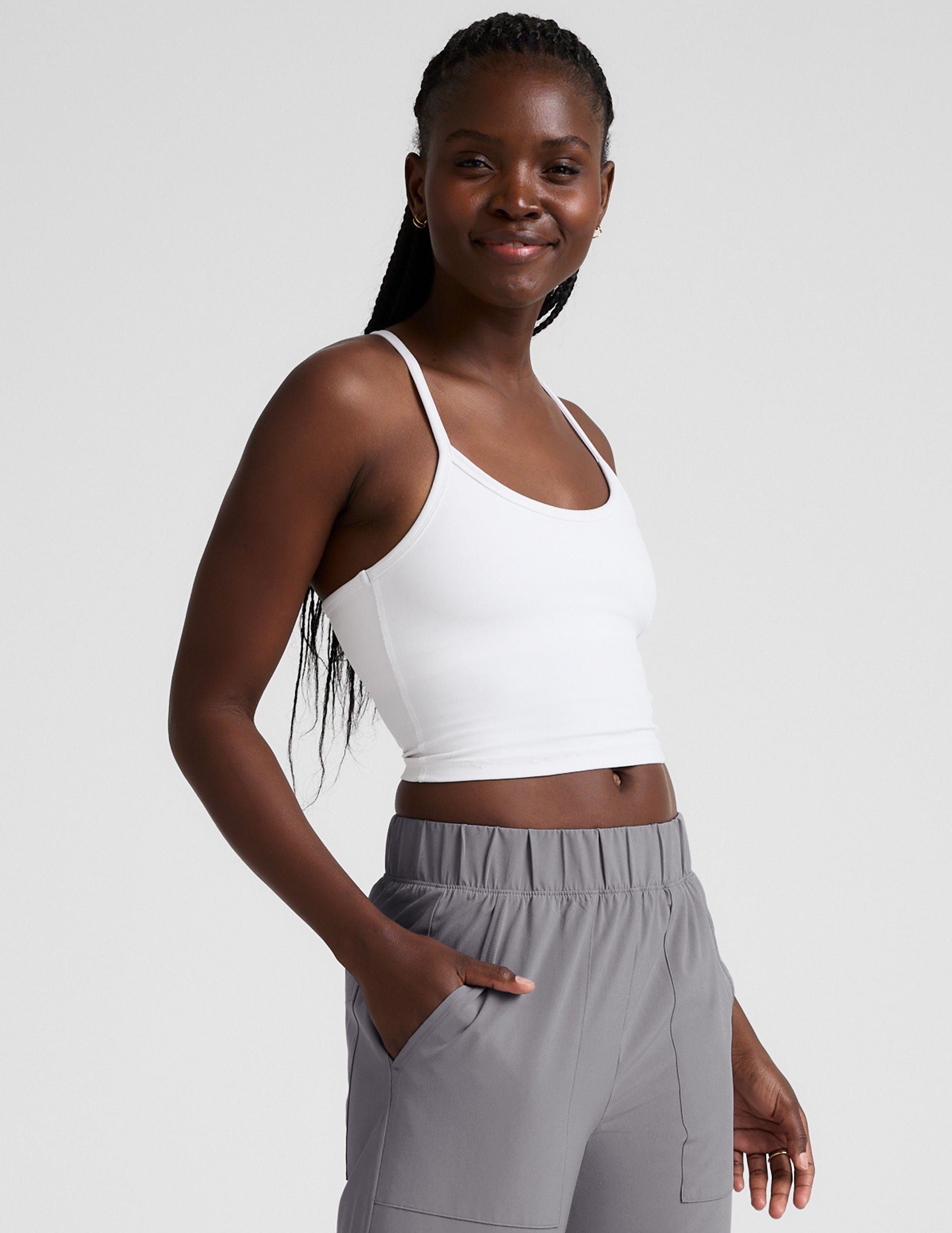Spacedye Slim Racerback Cropped Tank with Built-in Bra, UPF 50+