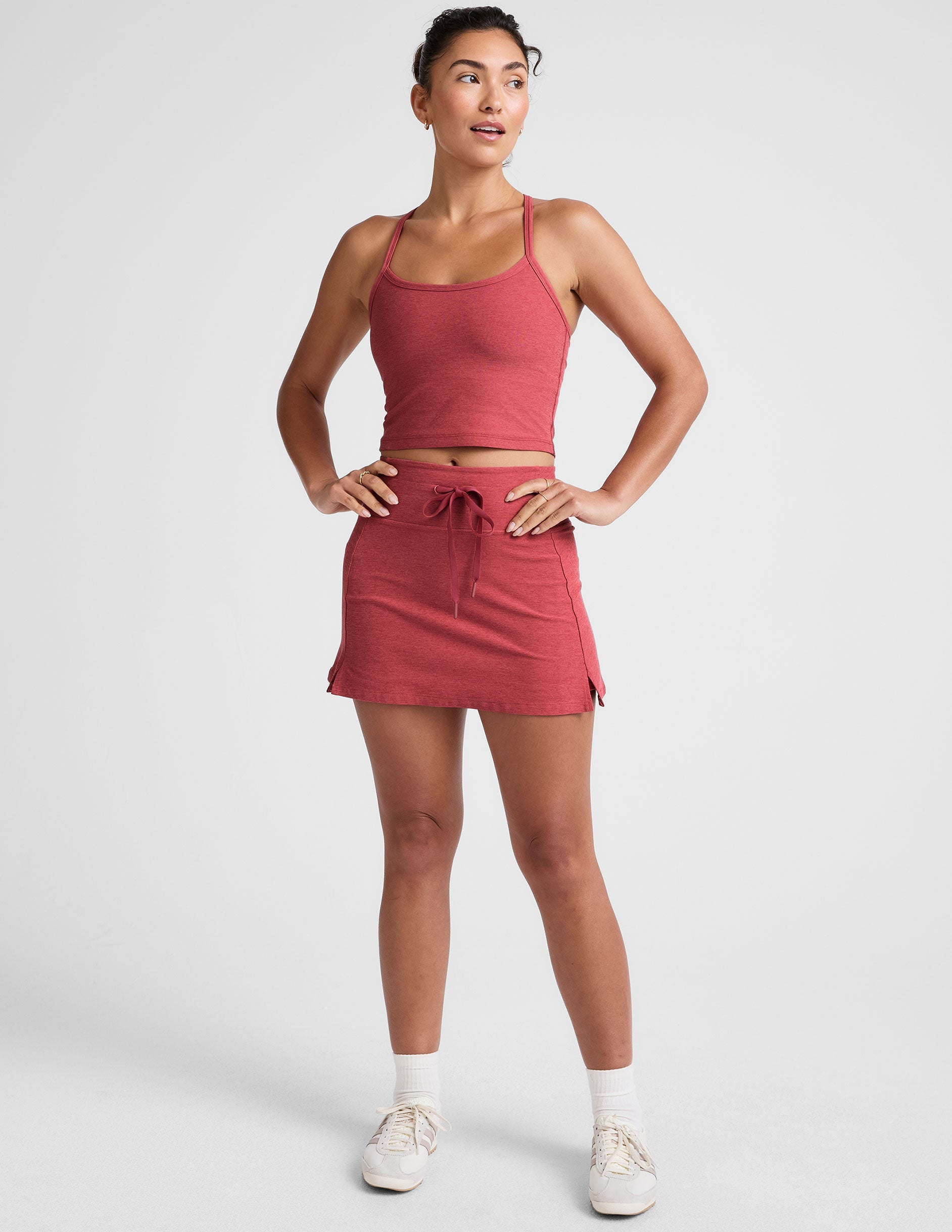 Comfortable Spacedye Slim Racerback Cropped Tank: Built-in Bra, UPF 50+ Protection