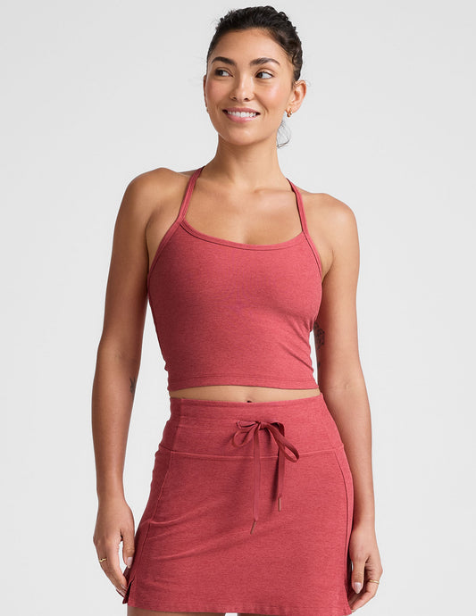 Comfortable Spacedye Slim Racerback Cropped Tank: Built-in Bra, UPF 50+ Protection