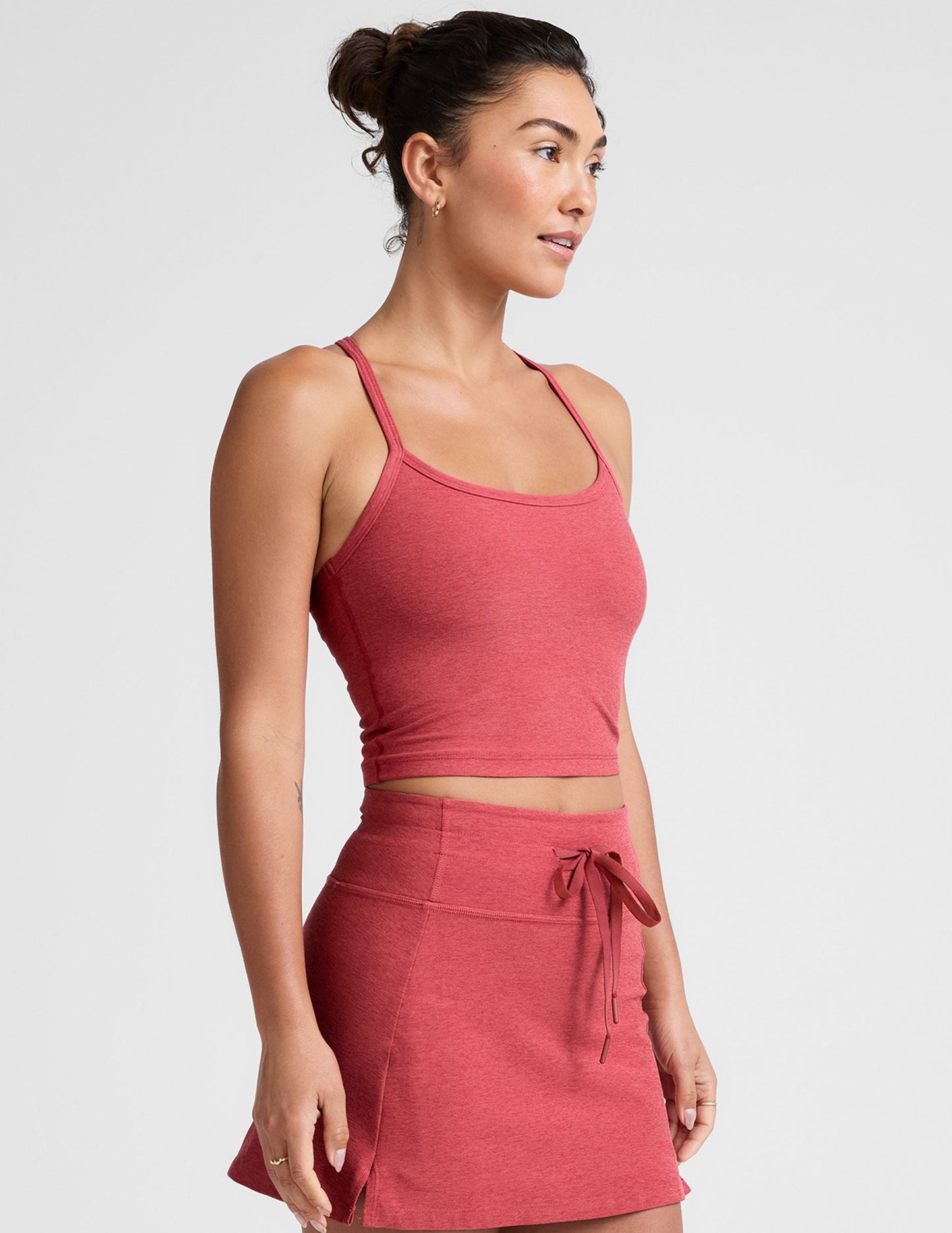Comfortable Spacedye Slim Racerback Cropped Tank: Built-in Bra, UPF 50+ Protection