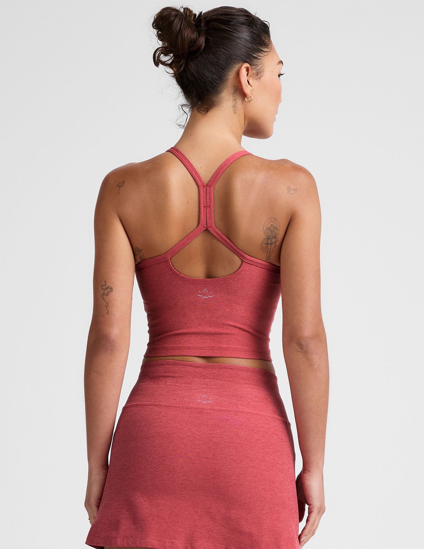 Comfortable Spacedye Slim Racerback Cropped Tank: Built-in Bra, UPF 50+ Protection