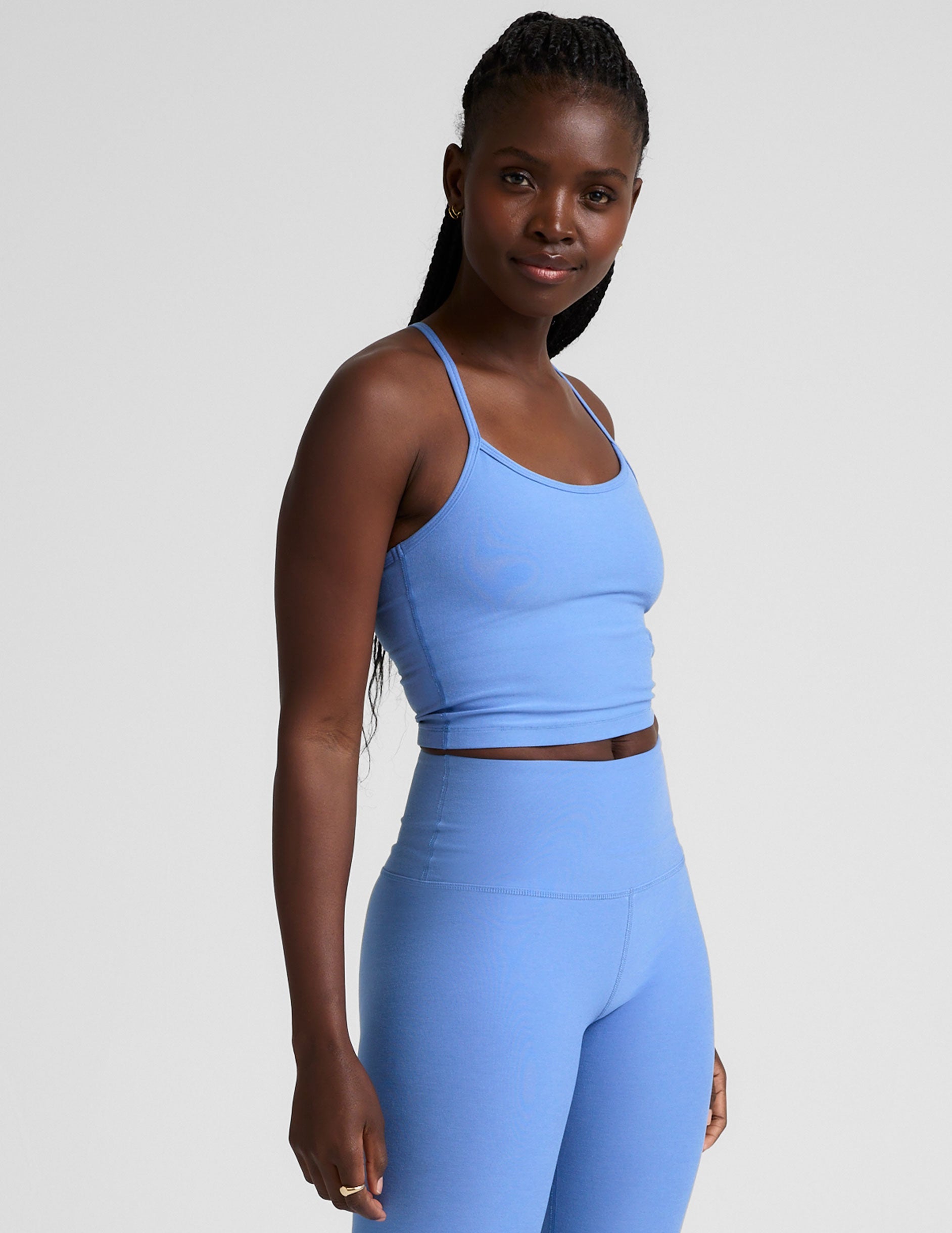 Ultra-Soft Spacedye Slim Racerback Cropped Tank Top: Flexible Support, Stylish Activewear