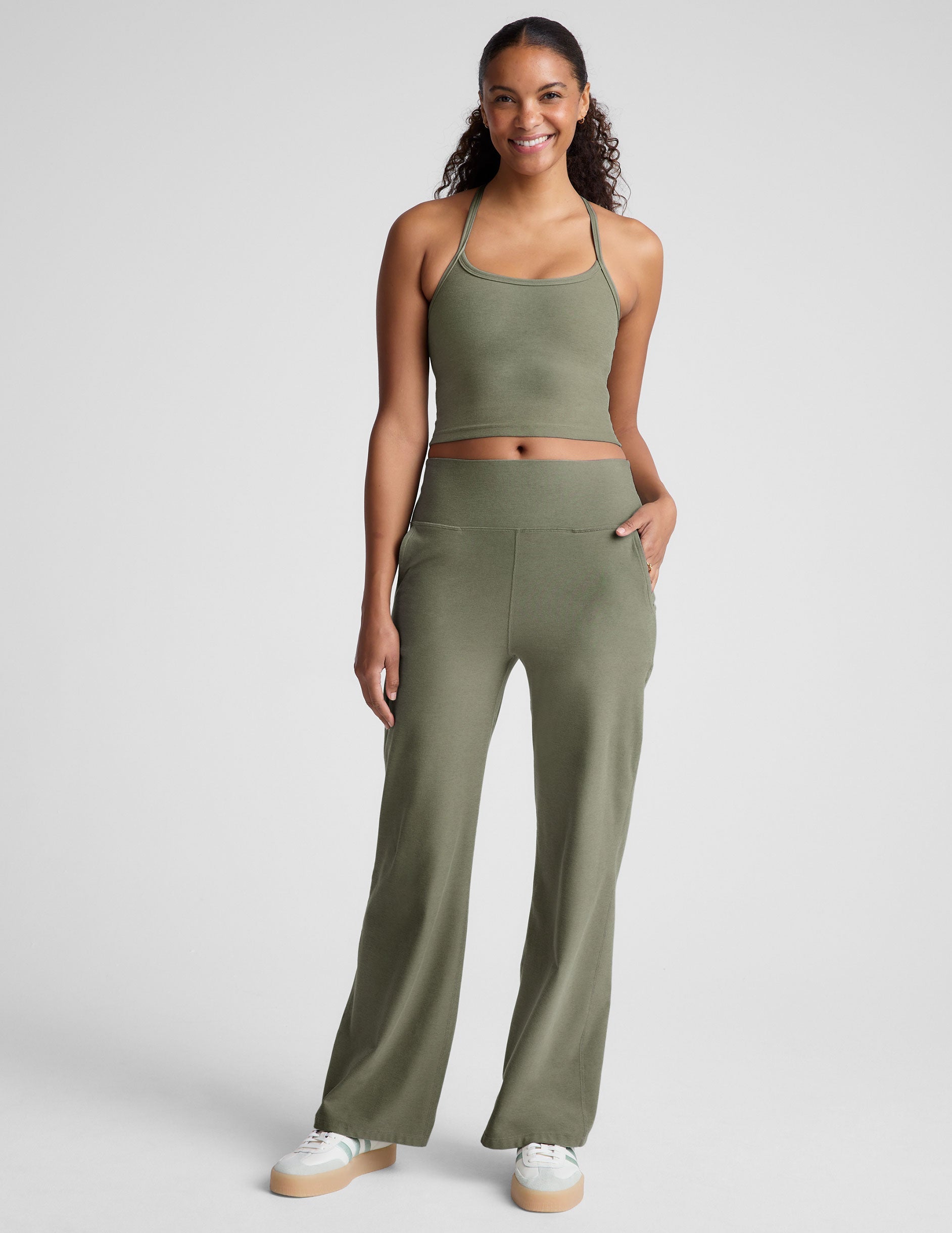 Spacedye Slim Racerback Cropped Tank with Built-in Bra for Yoga