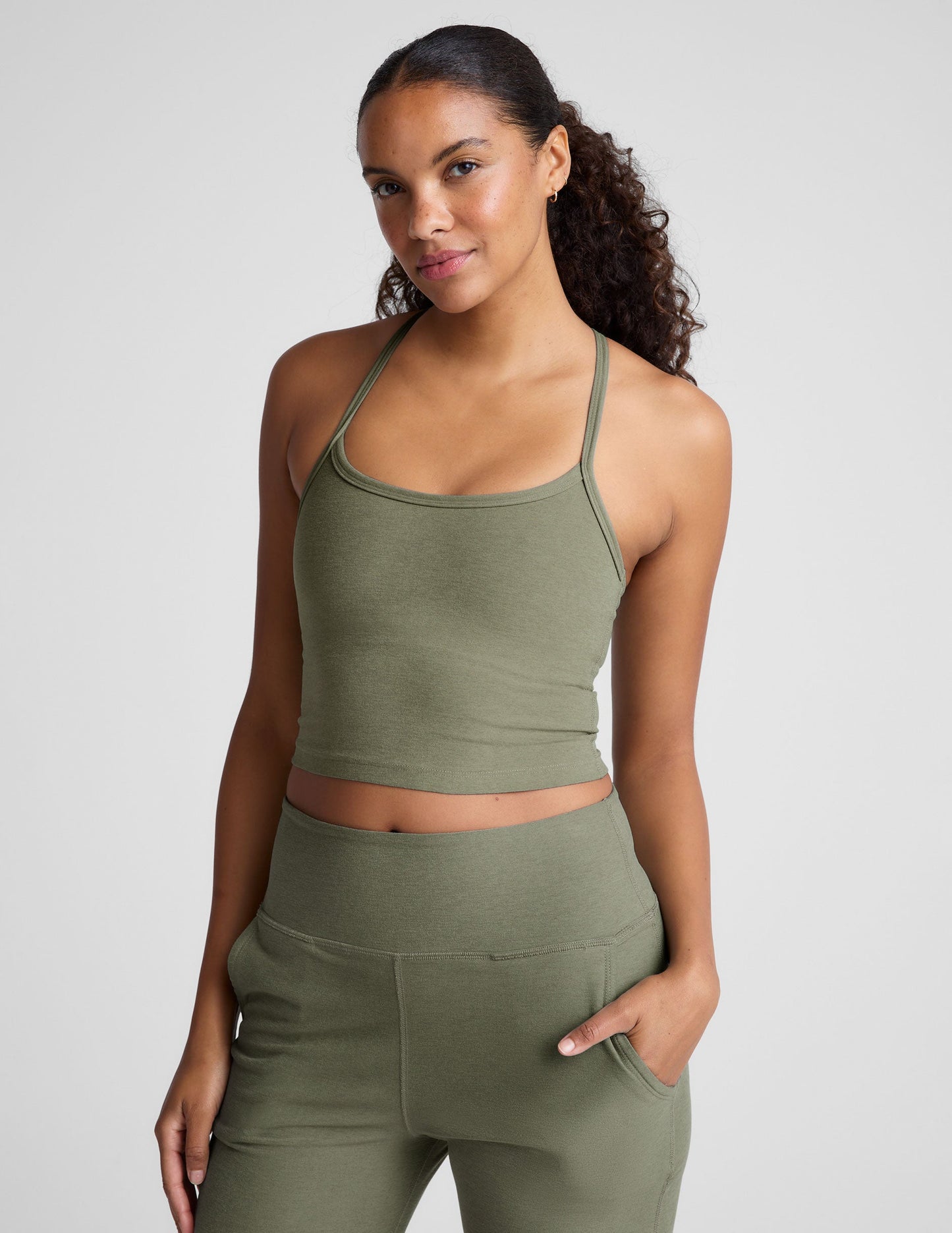 Spacedye Slim Racerback Cropped Tank with Built-in Bra for Yoga