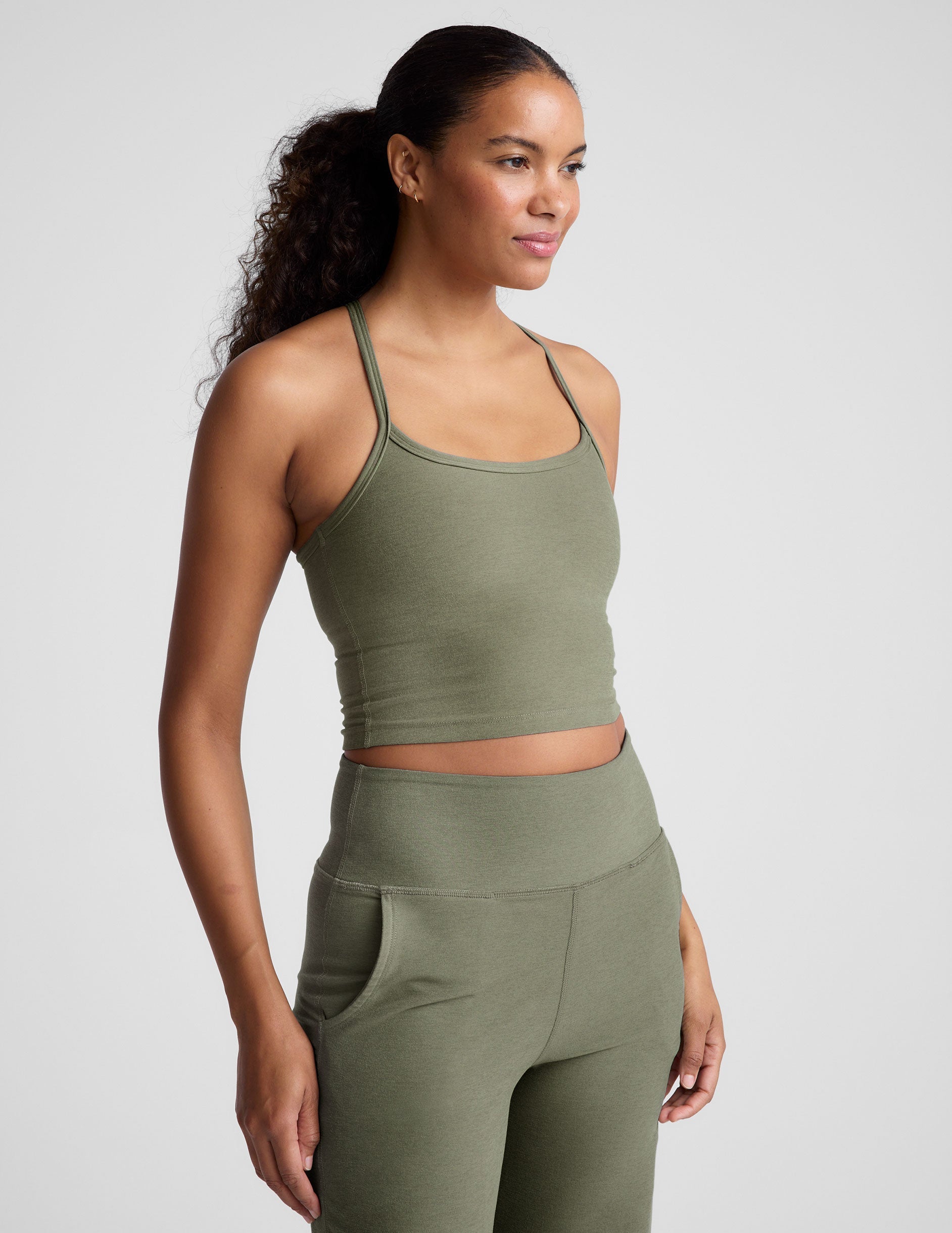 Spacedye Slim Racerback Cropped Tank with Built-in Bra for Yoga