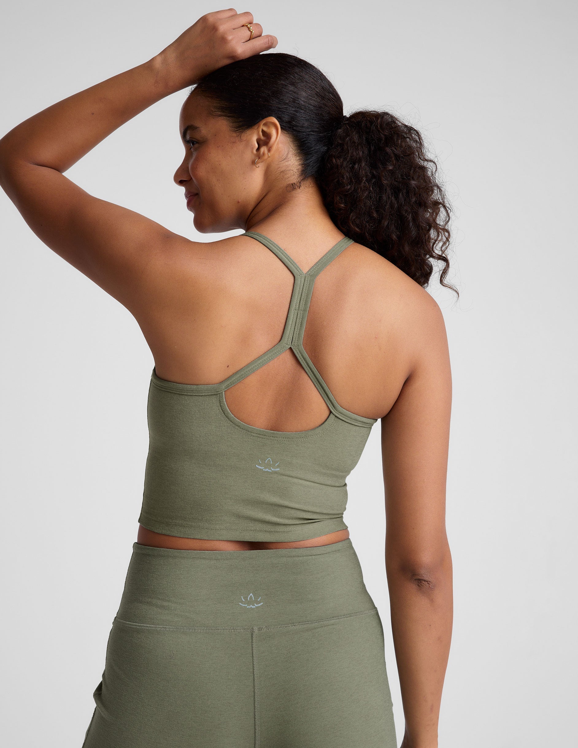 Spacedye Slim Racerback Cropped Tank with Built-in Bra for Yoga
