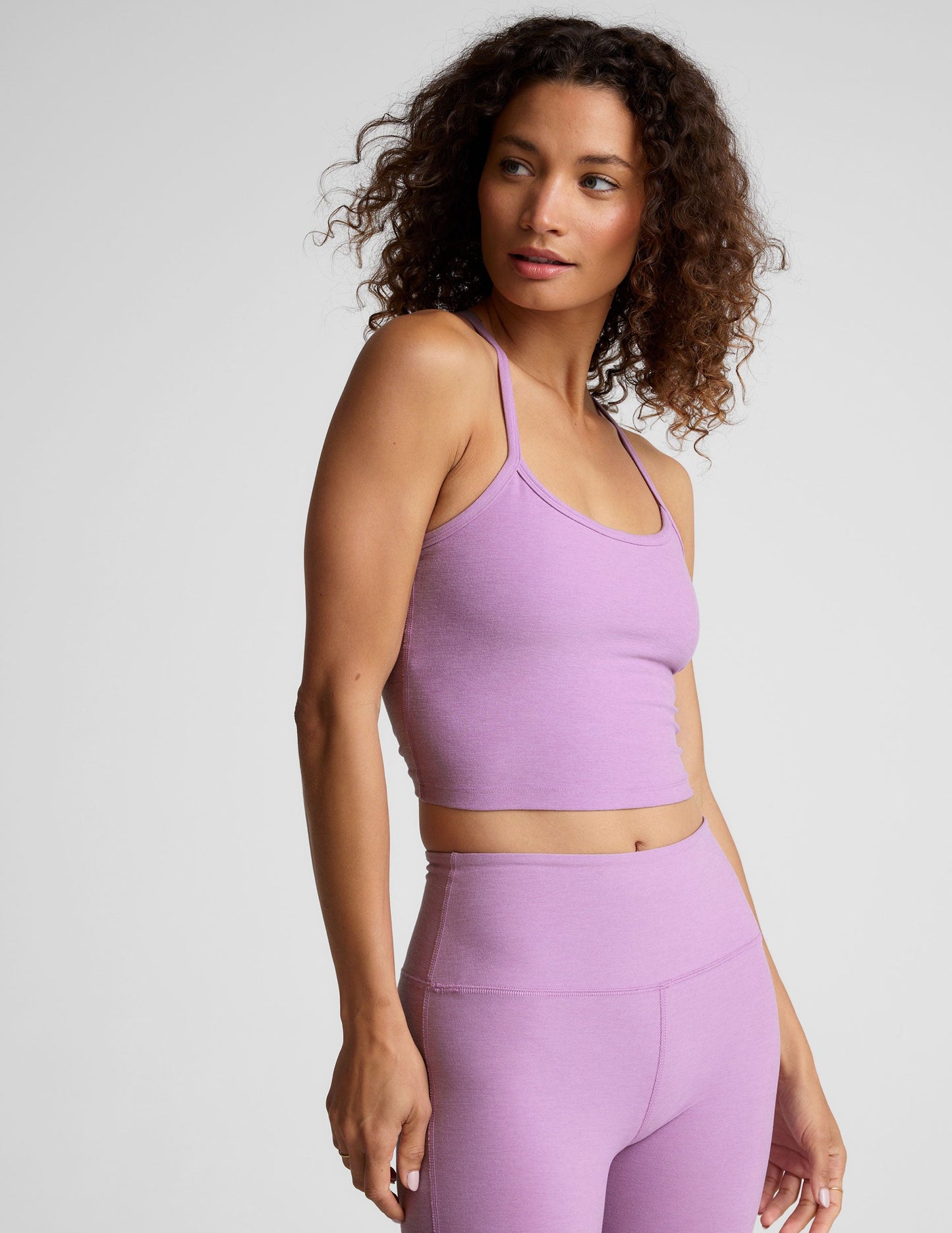 Beyond Yoga Spacedye Slim Cropped Racerback Tank Top Built-In Bra UPF 50+