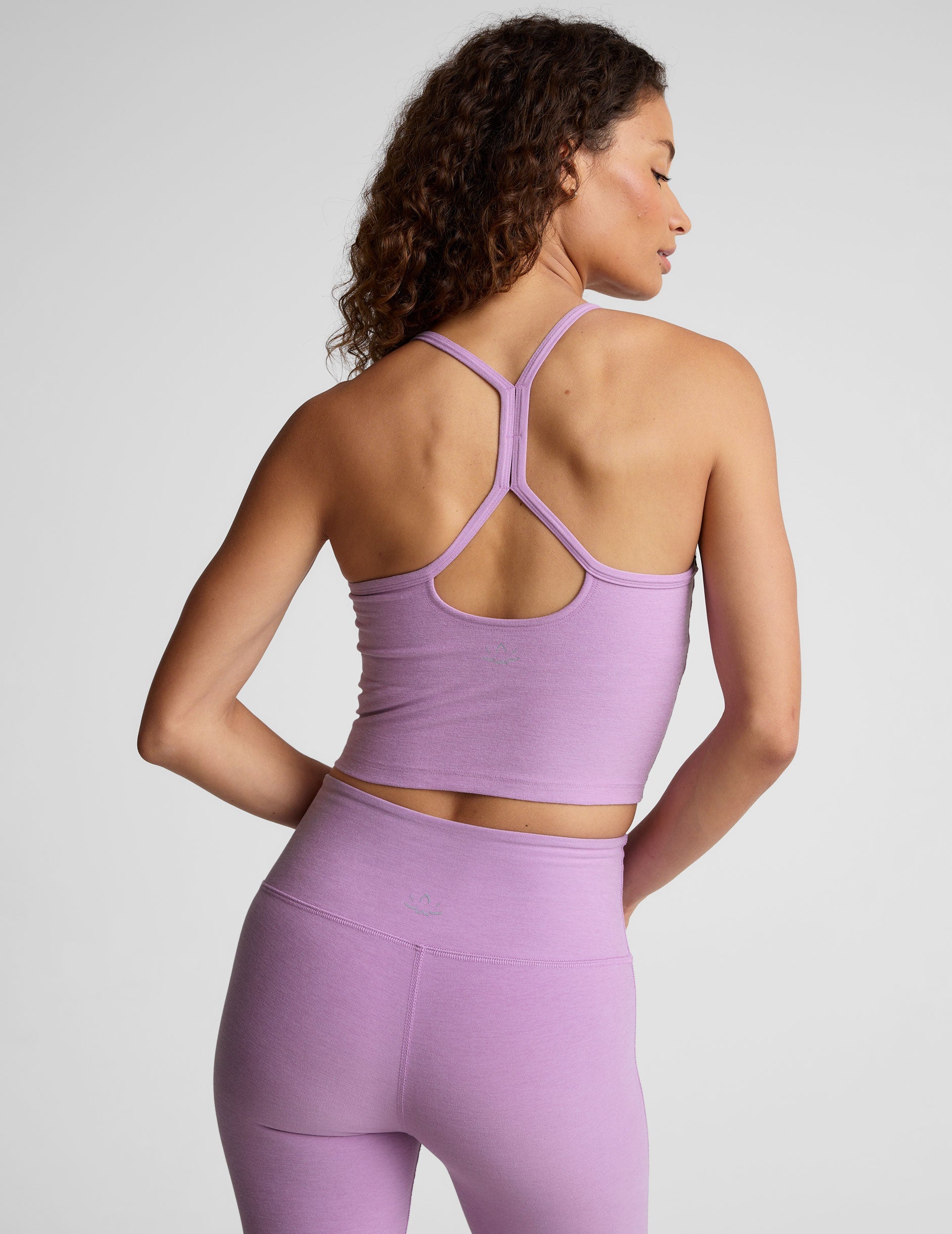Beyond Yoga Spacedye Slim Cropped Racerback Tank Top Built-In Bra UPF 50+