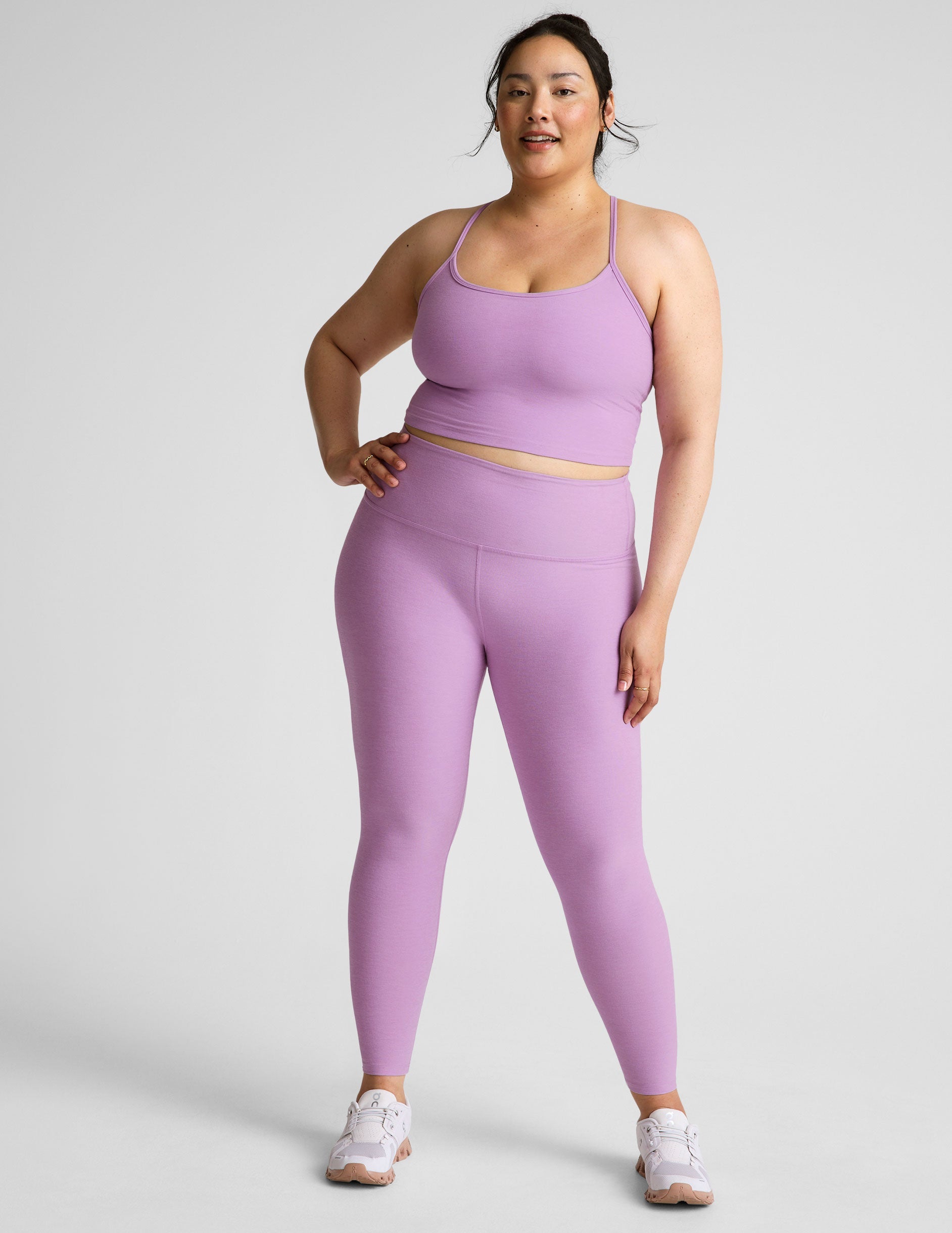 Beyond Yoga Spacedye Slim Cropped Racerback Tank Top Built-In Bra UPF 50+