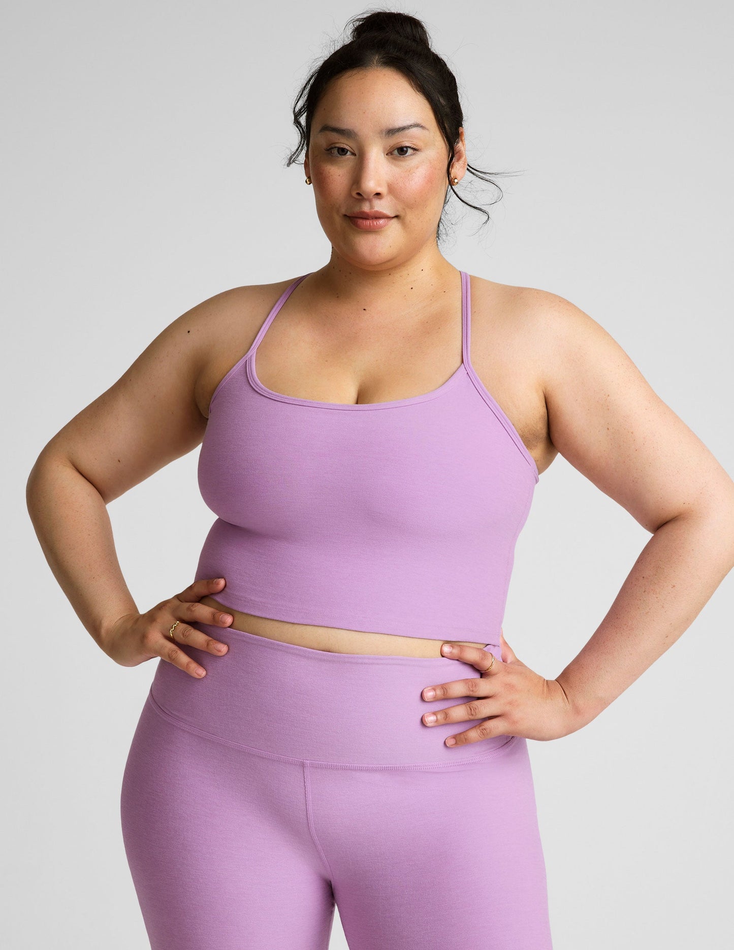 Beyond Yoga Spacedye Slim Cropped Racerback Tank Top Built-In Bra UPF 50+
