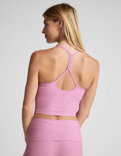Spacedye Slim Racerback Cropped Tank: Active Yoga Top with Built-in Bra
